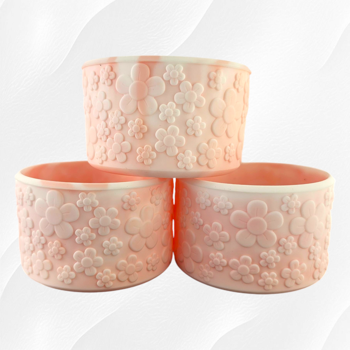 Peach Ombre / Sakura Pink Flower Textured Silicone Tumbler Boot. Fits Stanley and 32oz-40oz Tumblers.