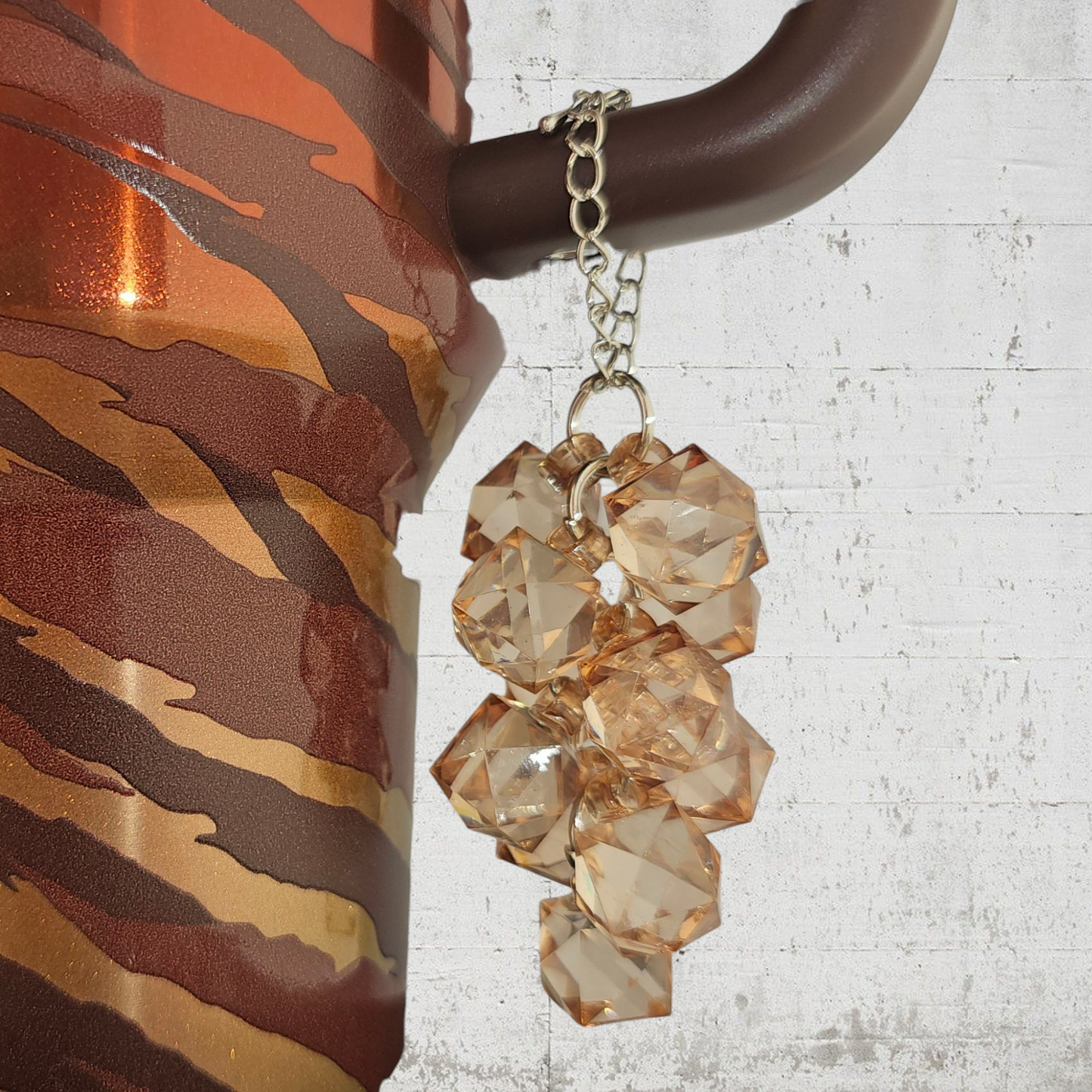 Bronze / Brown Crystal Beaded Tumbler Charm. Use as a tumbler straw charm or tumbler cup handle charm.