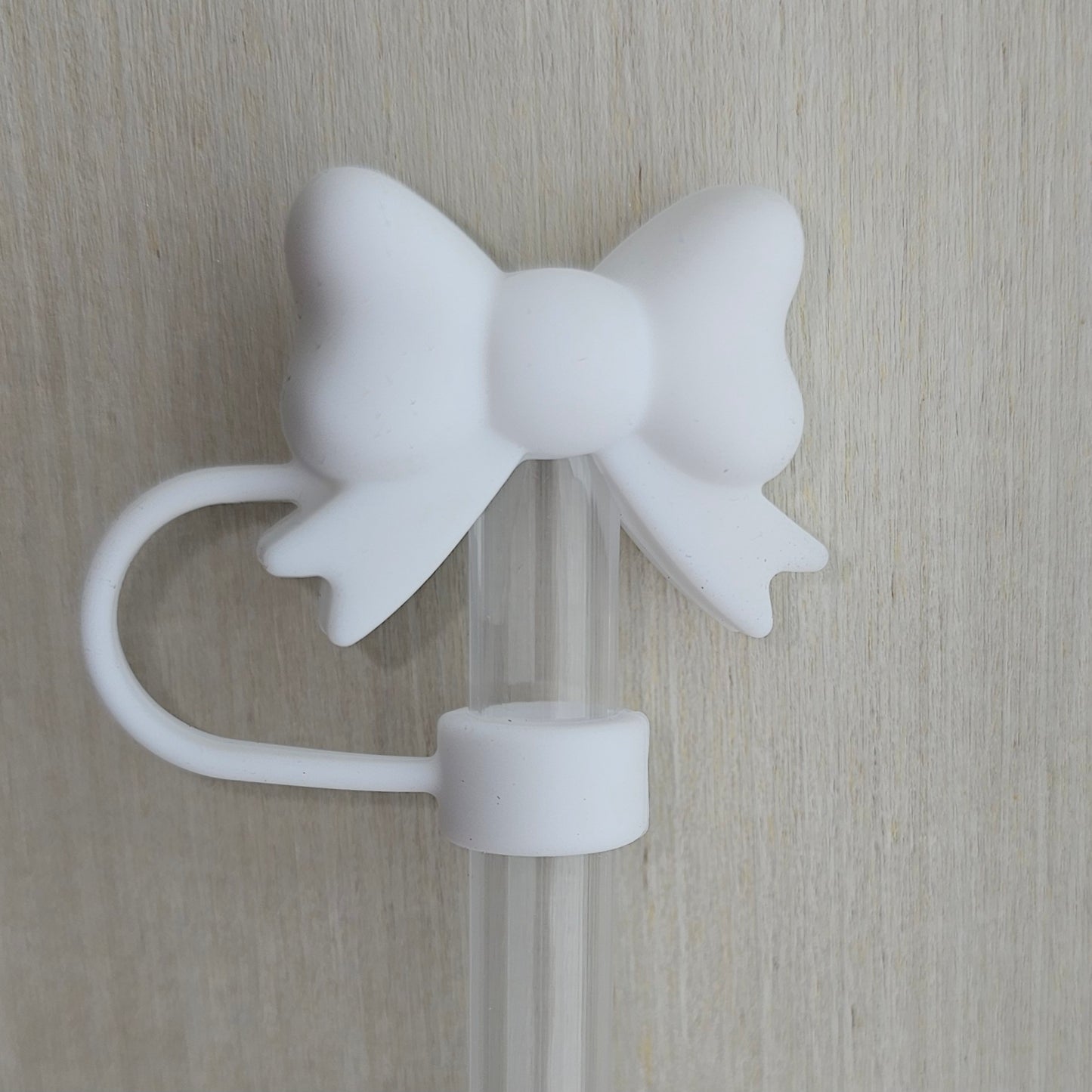 White Butterfly Ribbon Bow 3D Silicone Straw Topper - Straw Cover - Straw Topper