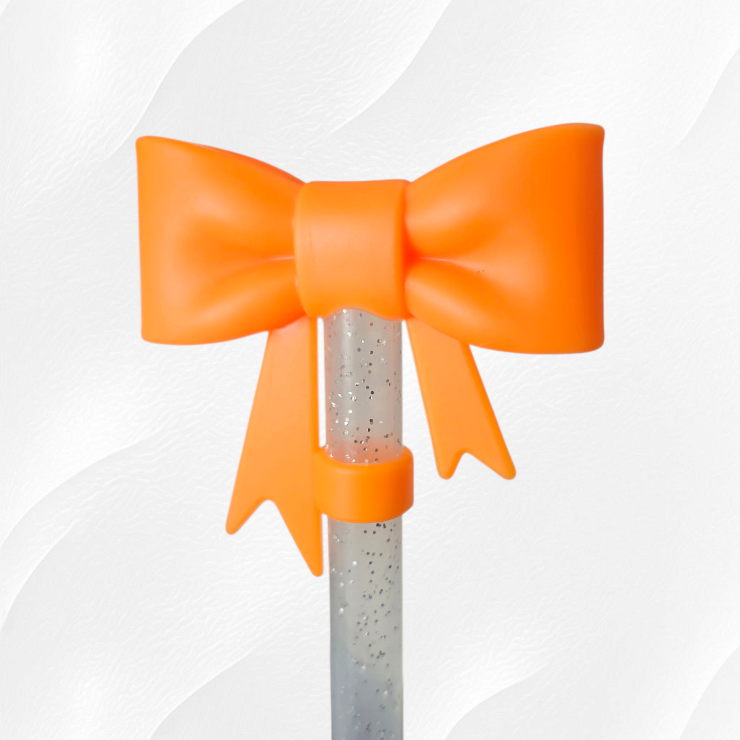 Orange Princess Bow 3D Silicone Straw Topper