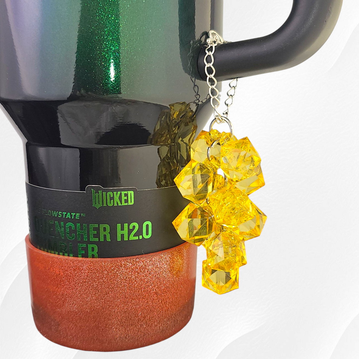 Gold / Yellow Crystal Beaded Tumbler Charm. Use as a tumbler straw charm or tumbler cup handle charm.