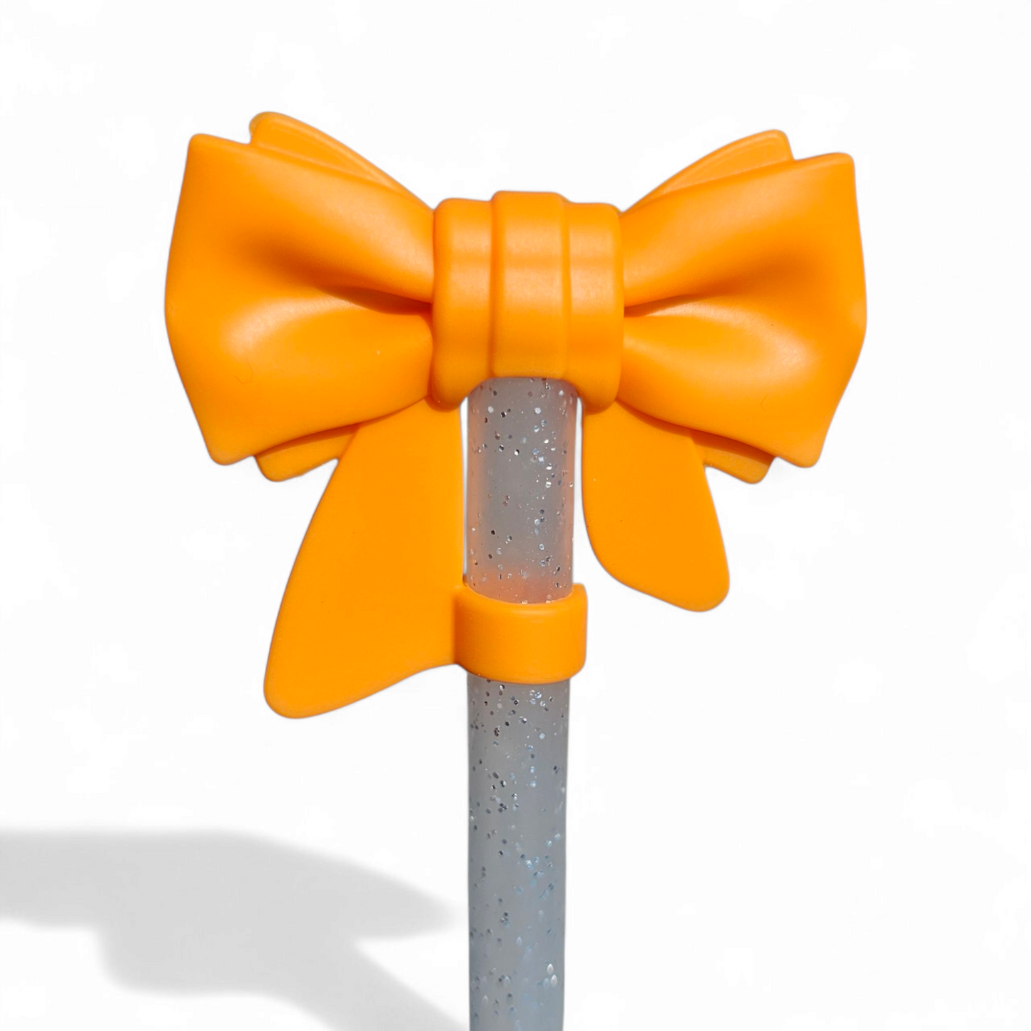 Orange Bow 3D Silicone 10mm Straw Topper by Southern Creative Glamour