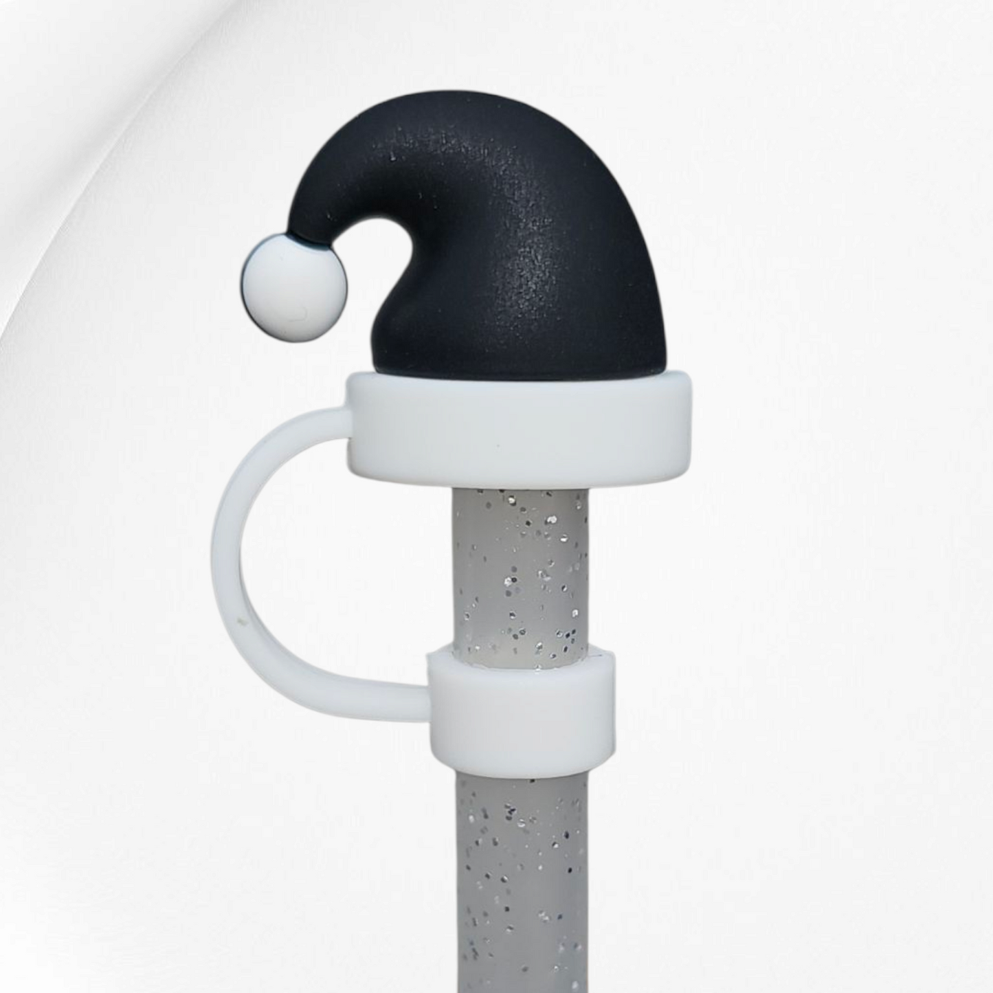 Black Christmas Santa Hat 3D Silicone Straw Topper | Straw Cover by Southern Creative Glamour