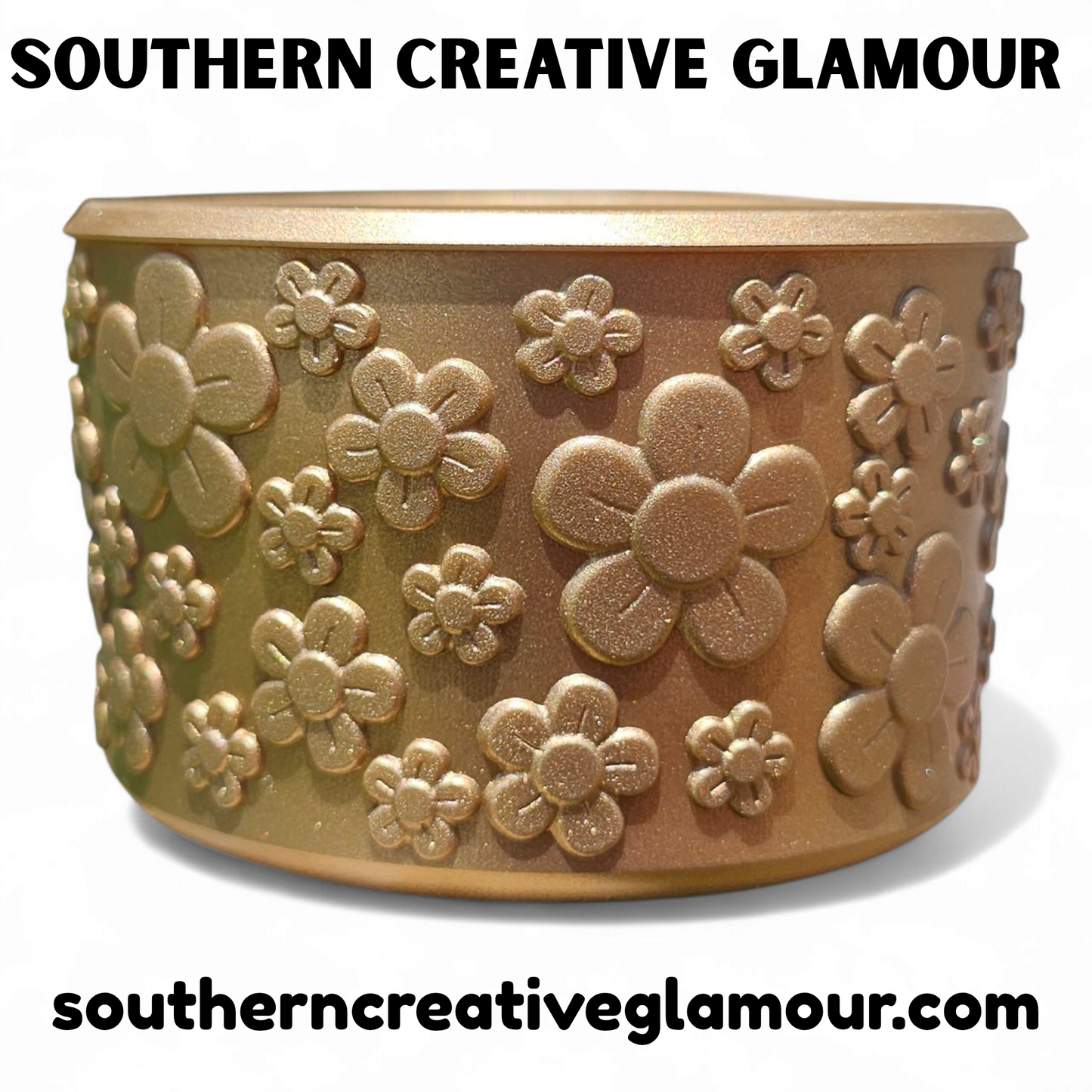 Bronze Shimmer 3D Flower Textured Silicone Tumbler Boot by Southern Creative Glamour