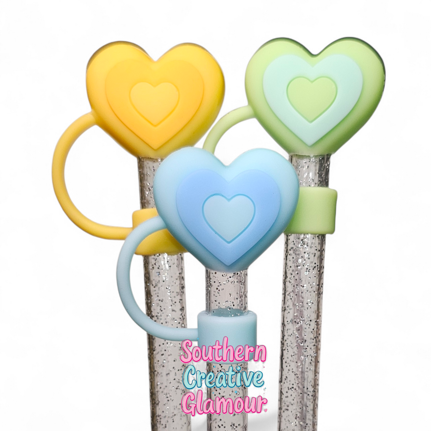 3D Heart 10mm Straw Topper | Straw Cover by Southern Creative Glamour