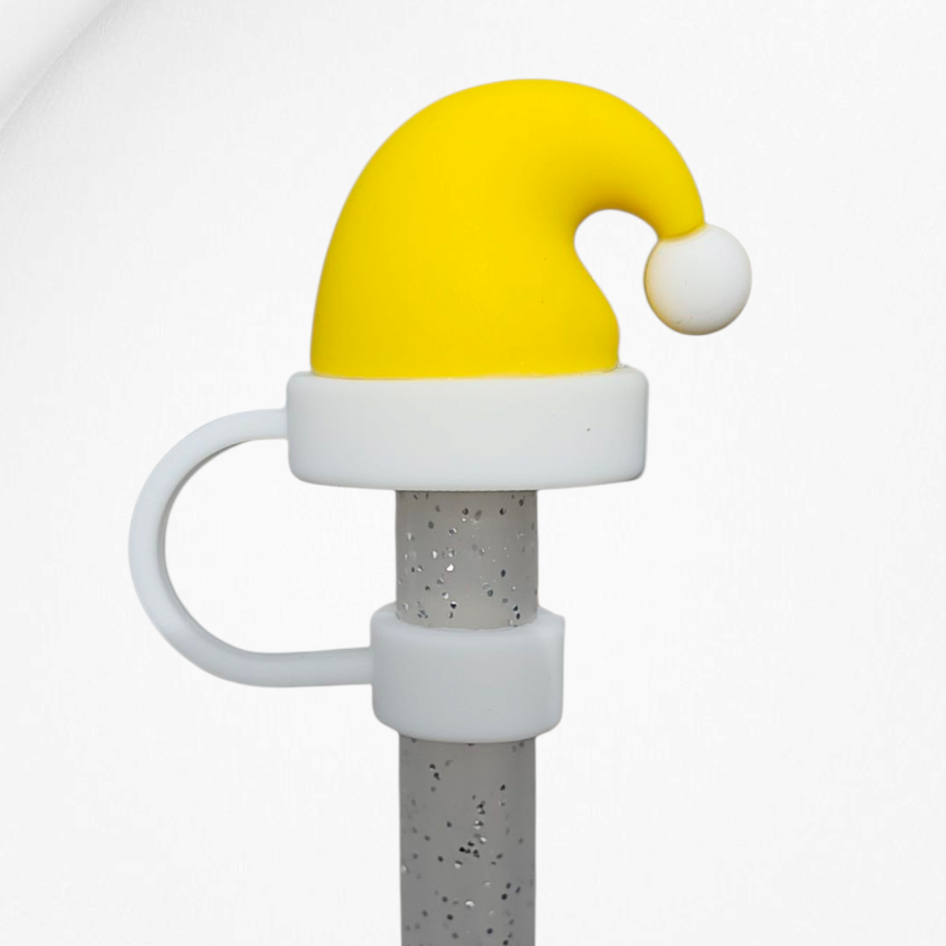 Yellow Christmas Santa Hat 3D Silicone Straw Topper | Straw Cover by Southern Creative Glamour