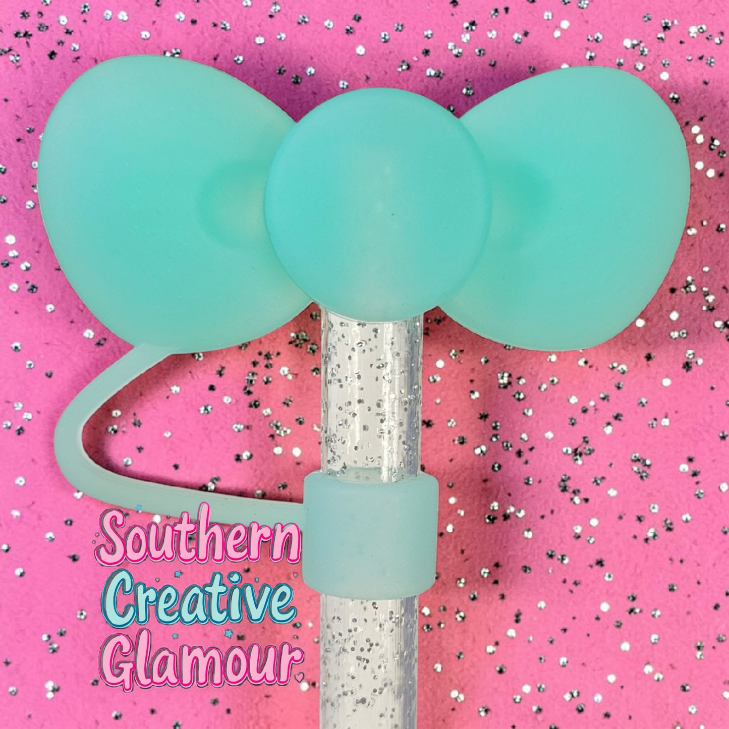 Tropical Teal 3D Bow Silicone Straw Topper by Southern CreativeGlamour | Fits 10mm Straws