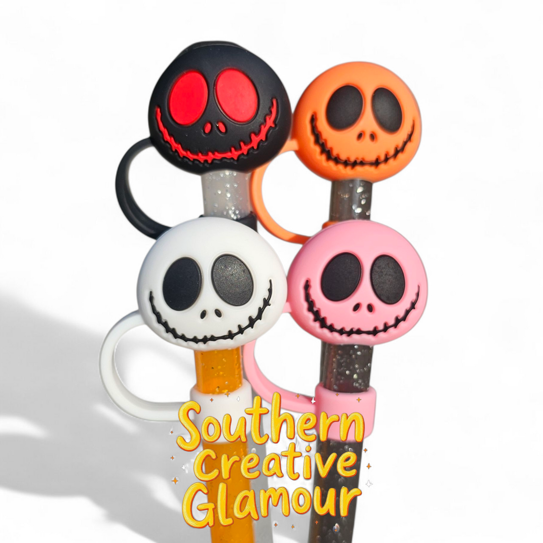 Spooky Halloween Skull 3D Silicone 10mm Straw Topper by Southern Creative Glamour 