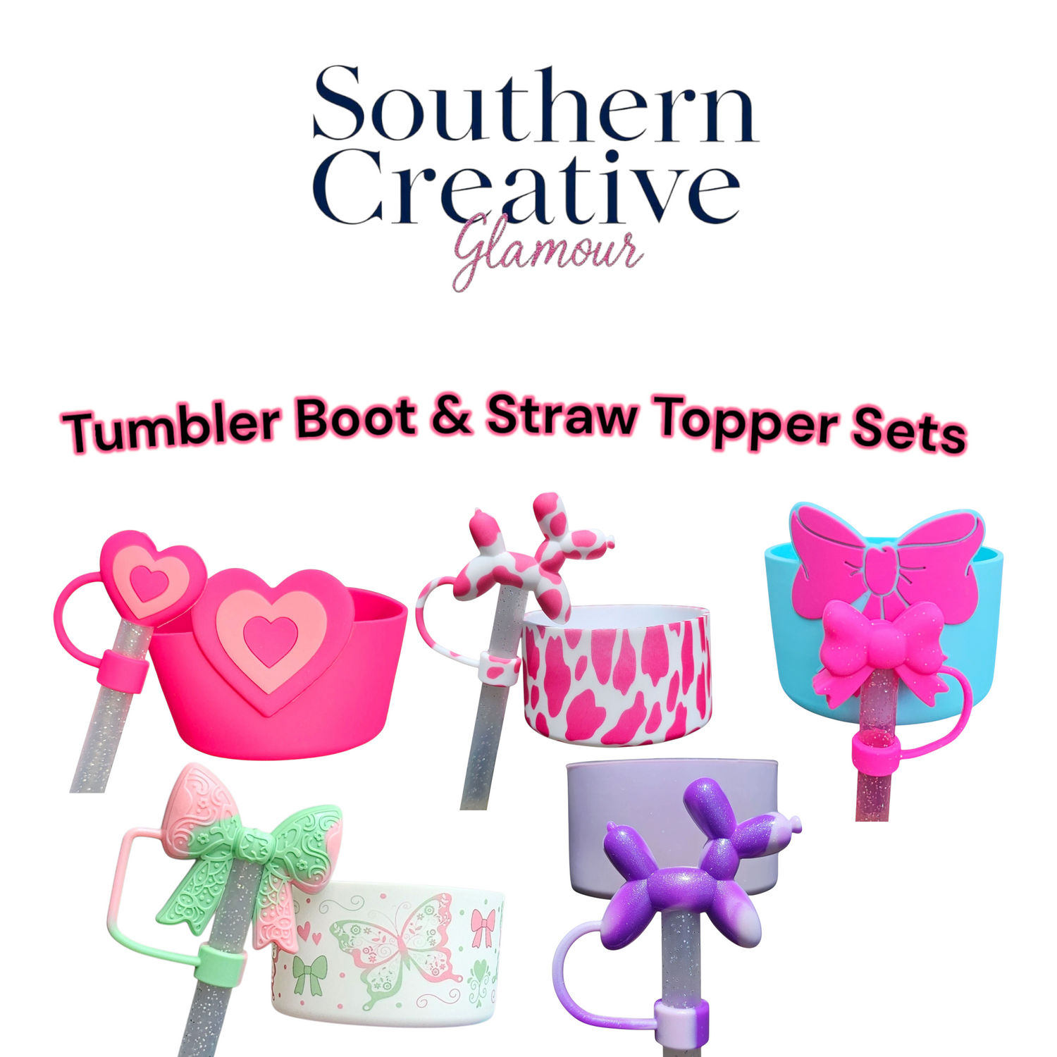 Tumbler Boot & Matching Straw Topper Sets