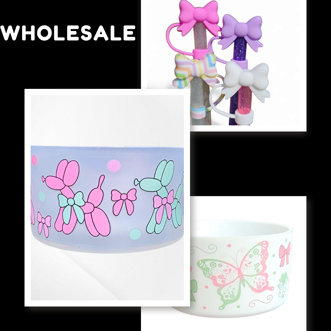 Wholesale straw toppers and tumbler boots by Southern Creative Glamour 