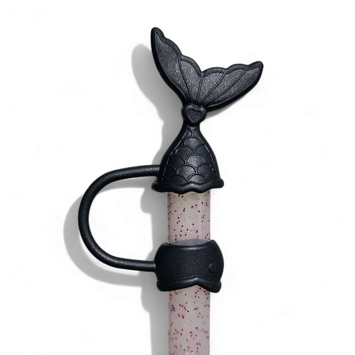 Black Mermaid Tail 3D Silicone 10mm Straw Topper 