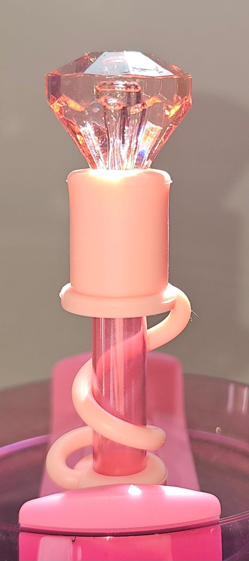 Sweet Pink Diamond Jewel Straw Topper - Southern Creative Glamour