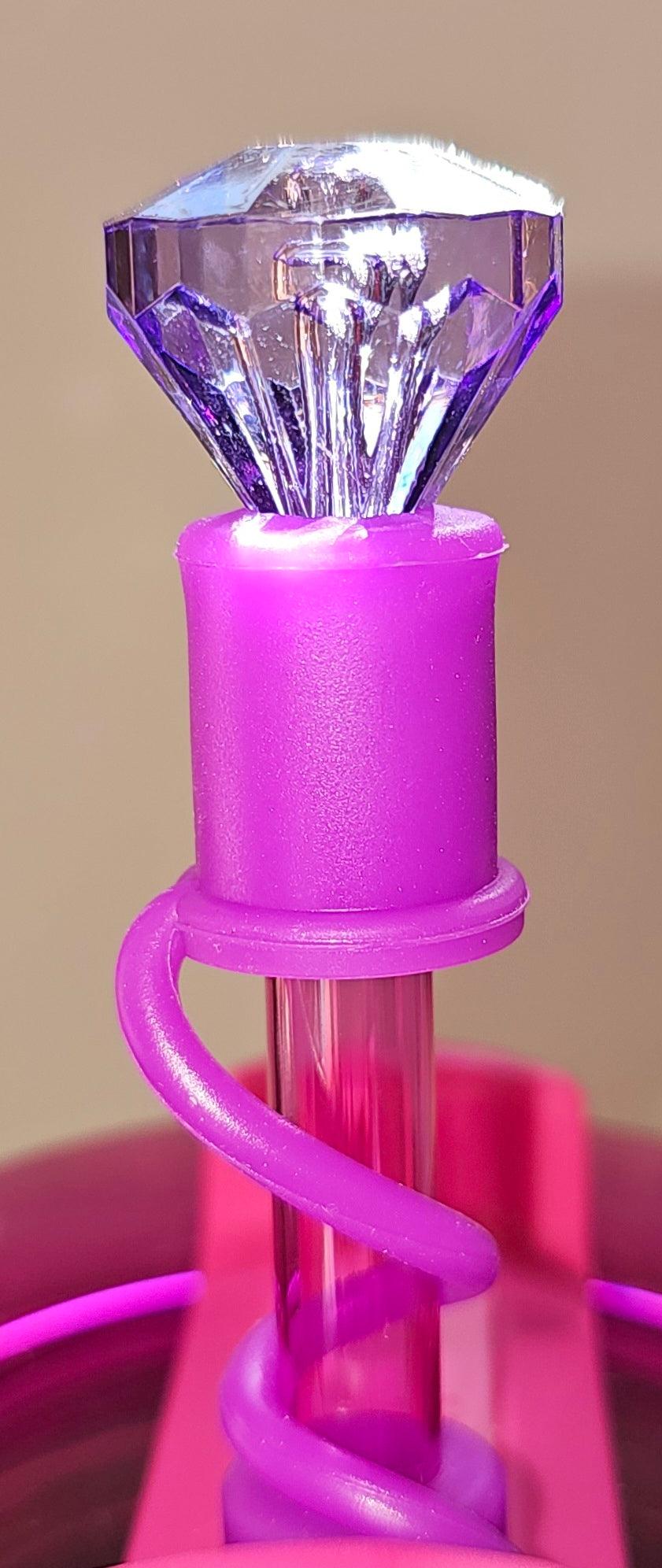 Electric Purple Diamond Straw Topper. Fits 10mm, Stanley, Brumate, Simple Modern, Yeti, Hydroflask, Starbucks Stanley SxS Collab Straws. - Southern Creative Glamour