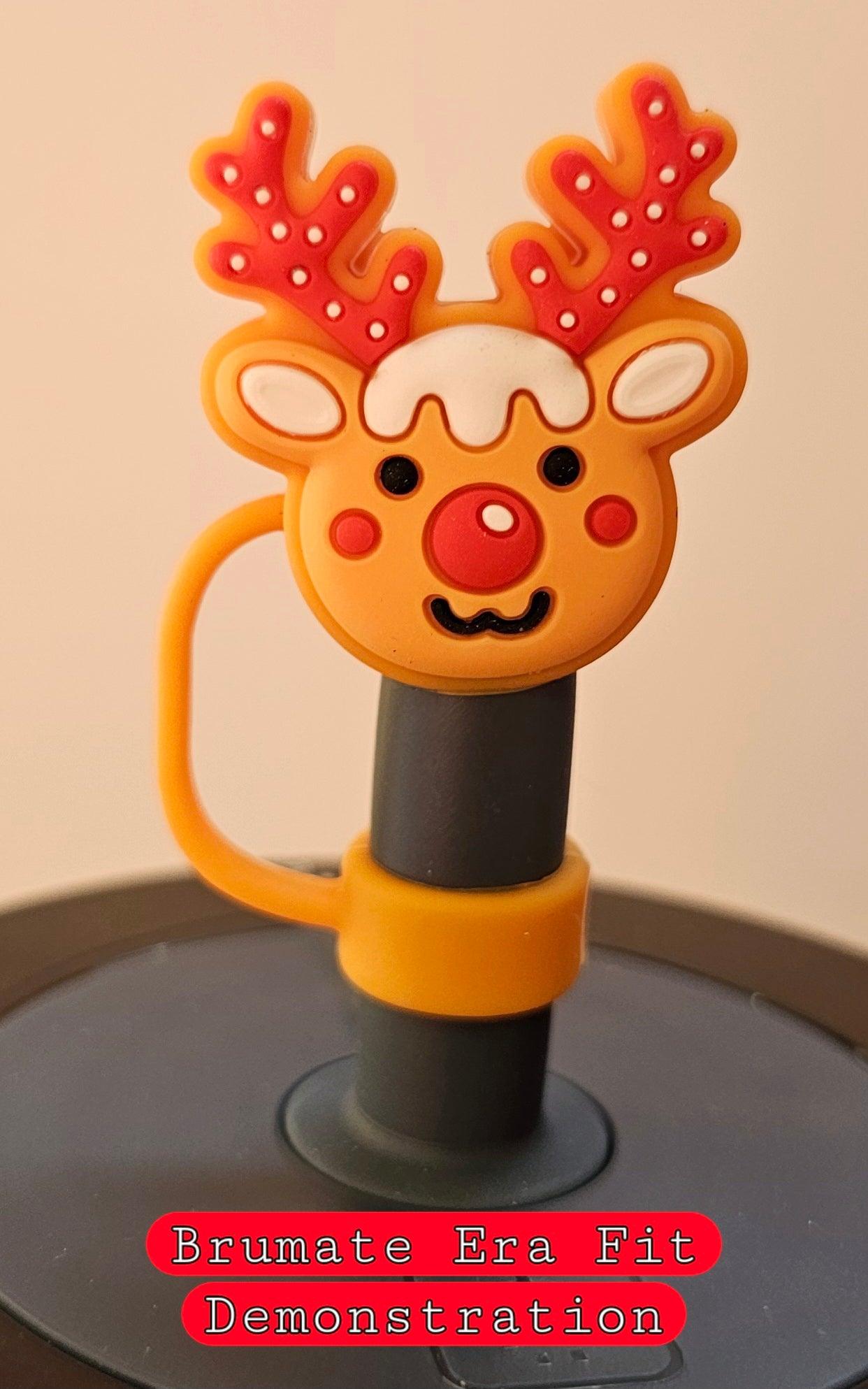 Gingerbread Rudolph the Red Nose Christmas Silicone 3D Straw Topper ...