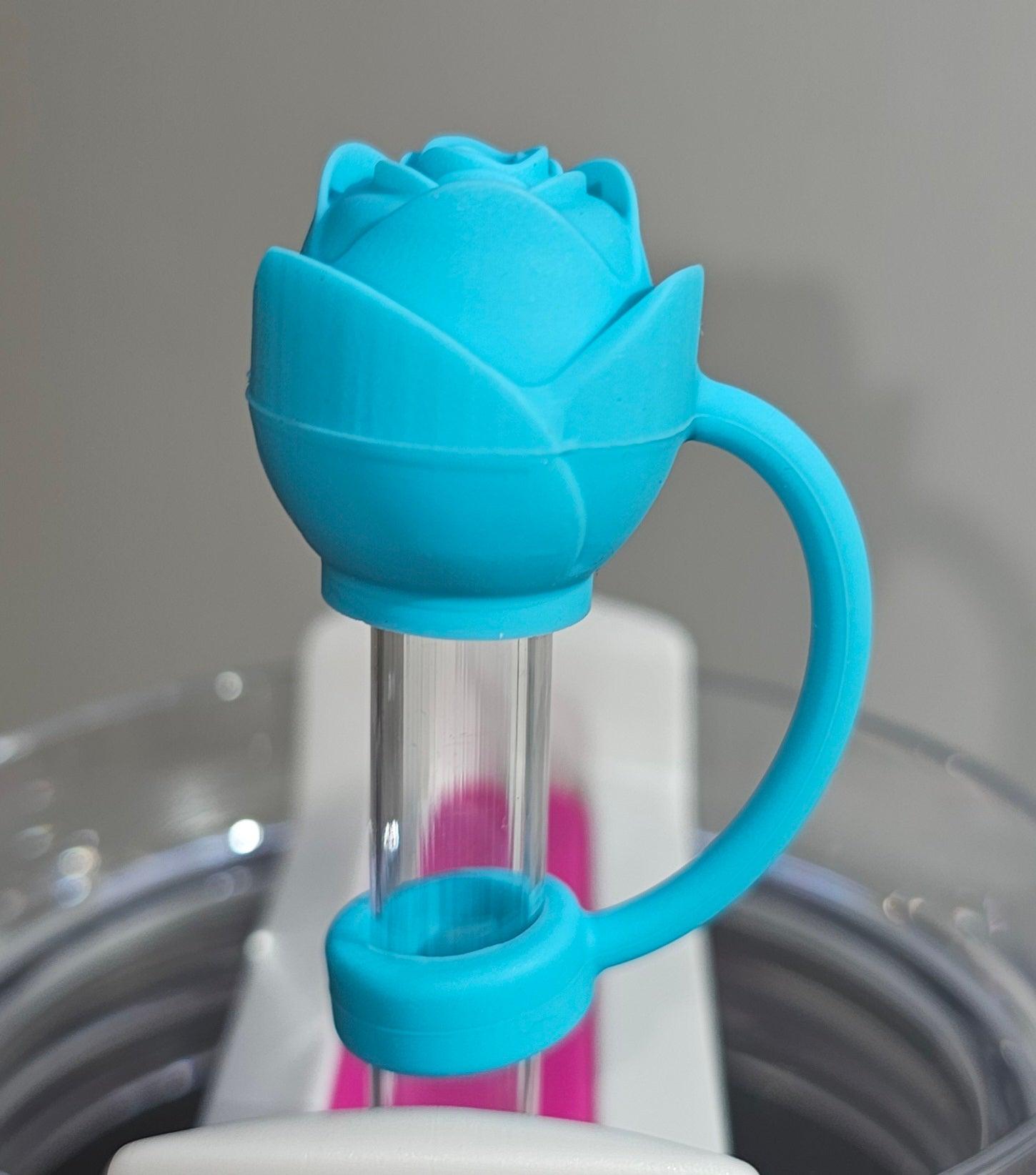 Tiffany Blue Rose Straw Cover Straw Topper. 