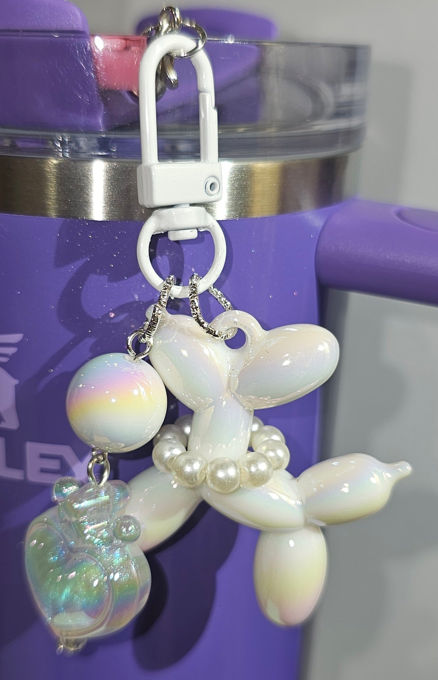 Pearl White Balloon Dog Charm pendant 