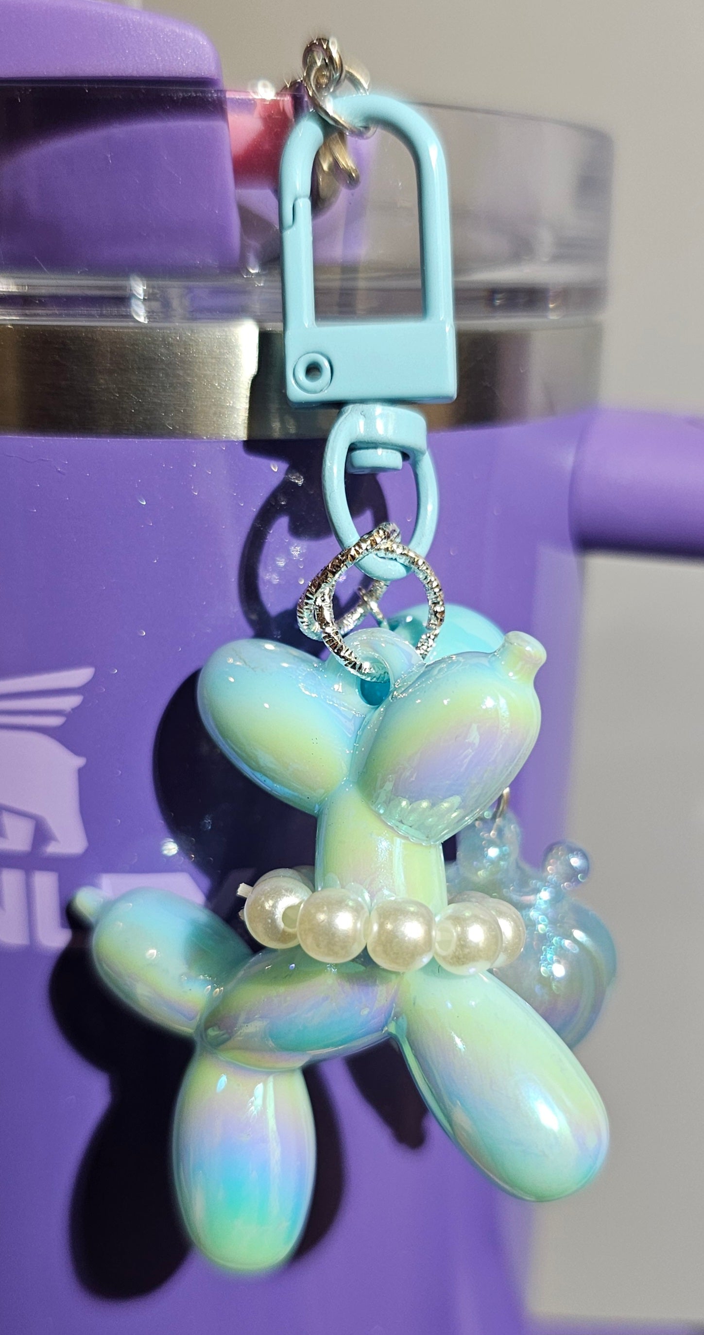 Tiffany Blue Princess Balloon Dog Charm Pendant 