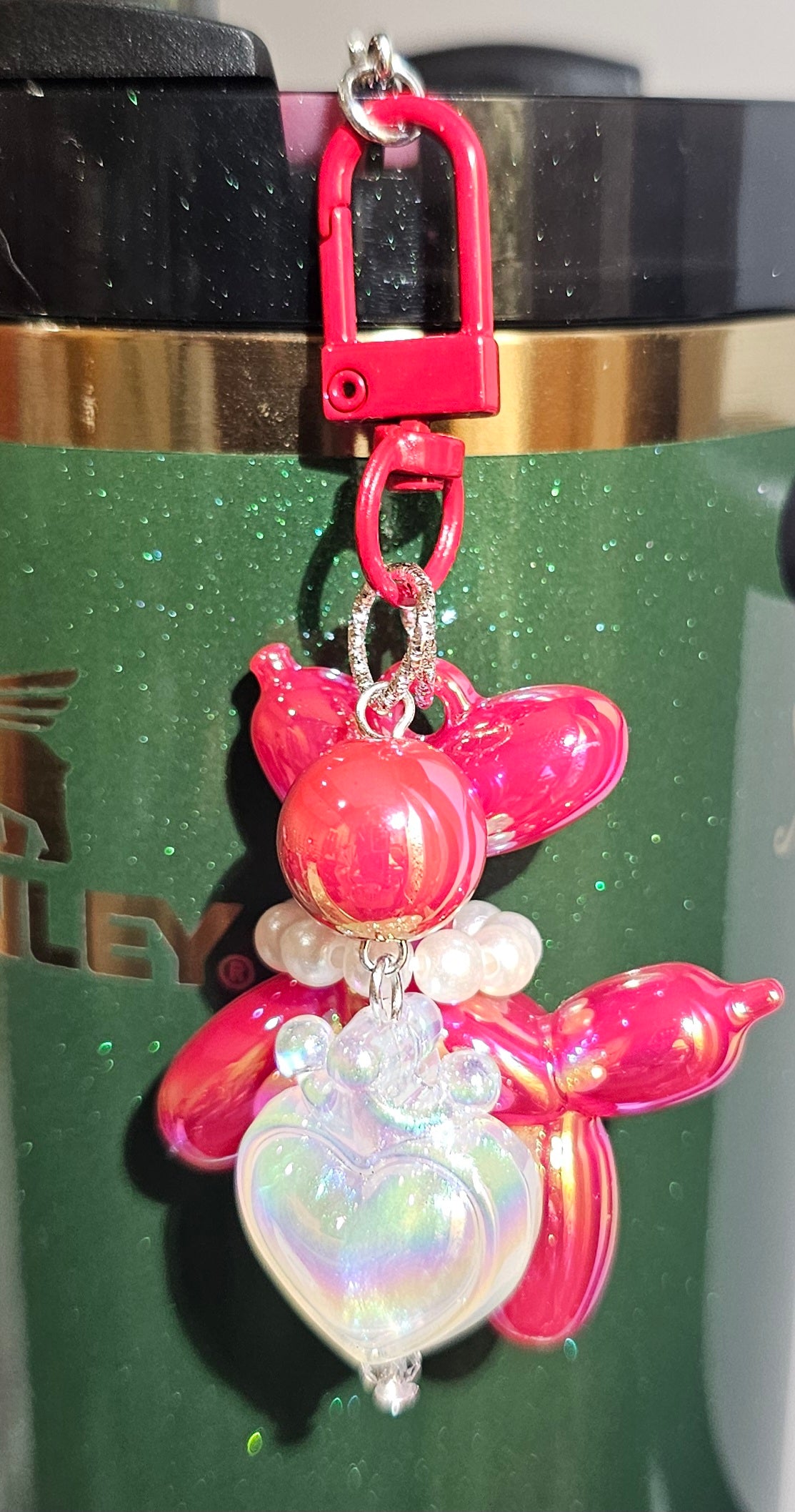Rose Red Princess Balloon Dog Charm Pendant 
