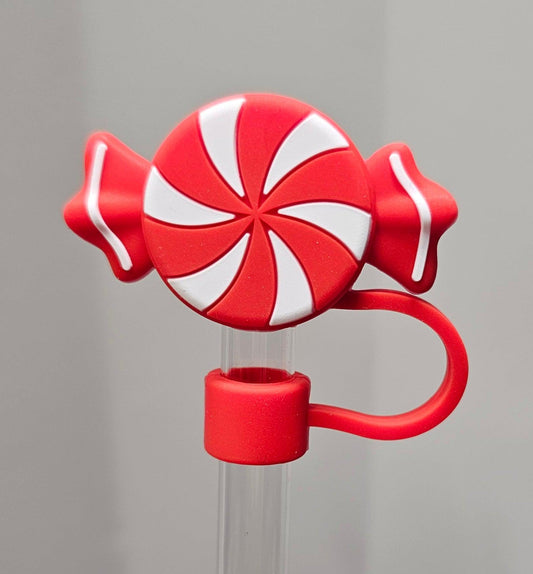 Holiday Red Christmas Candy Straw Cover Straw Topper 