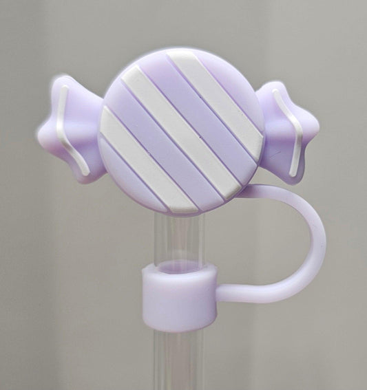 Lilac Lavendar Purp Orchid Christmas Candy Stripes 3D Straw Topper 