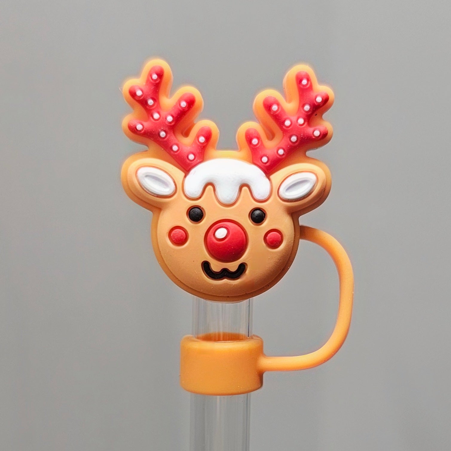 Gingerbread Rudolph The Red Nose Reindeer Straw Topper 