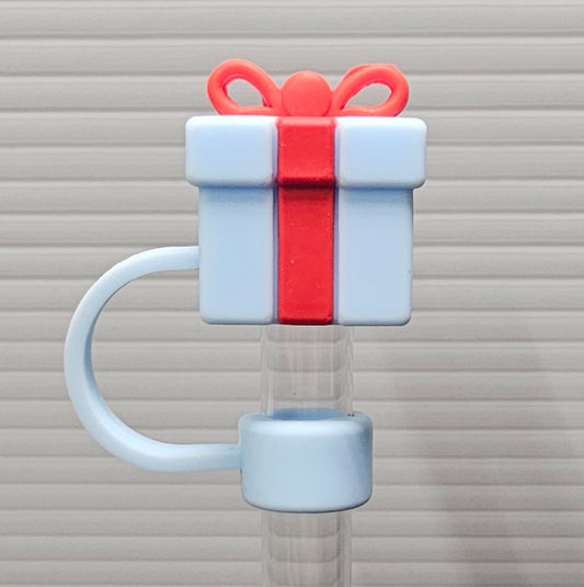 Christmas Present Straw Topper  - Red and Blue