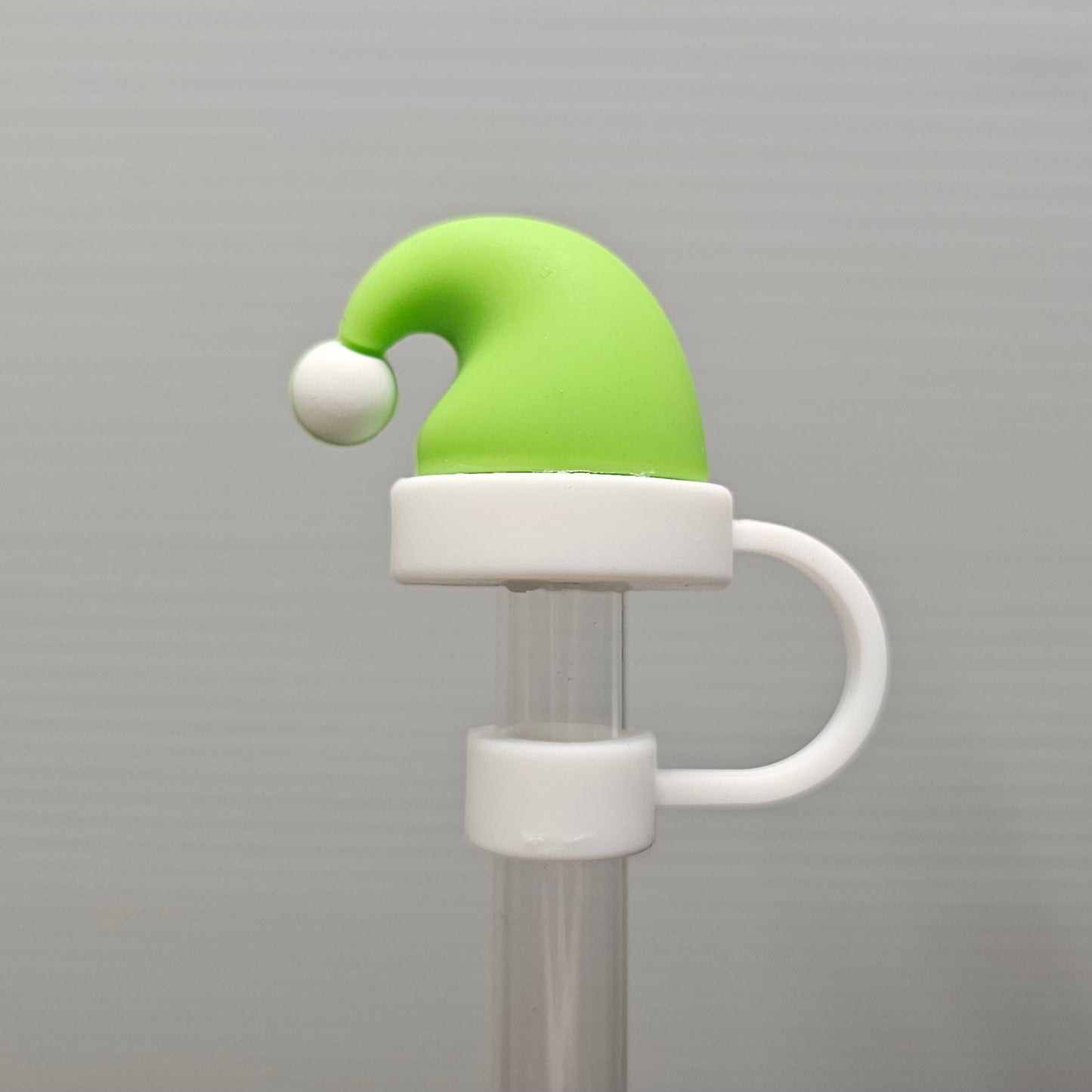 Grinch Green Christmas Santa Hat Straw Topper. Christmas straw cover. 