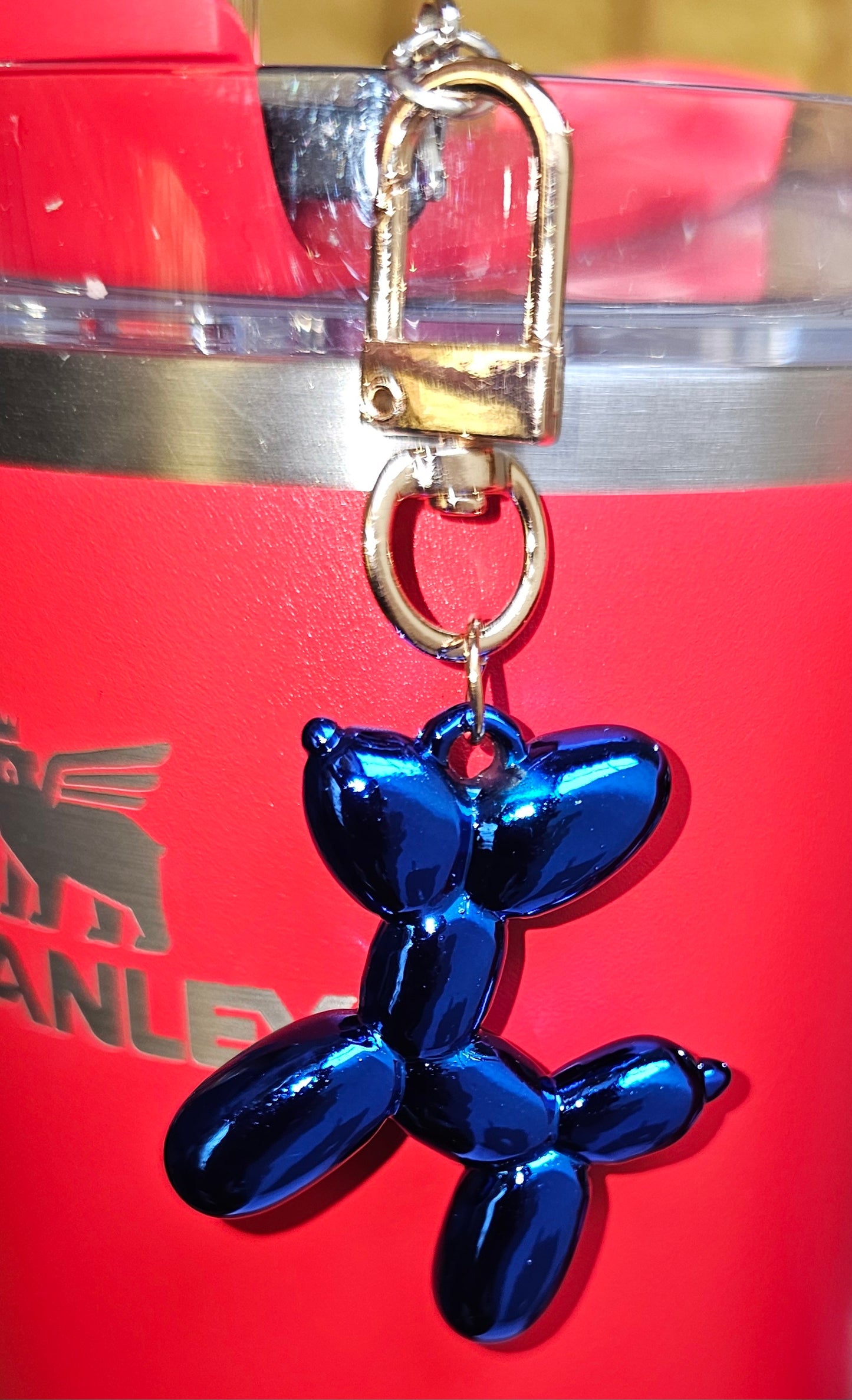 Blue and gold balloon Dog charm pendant 