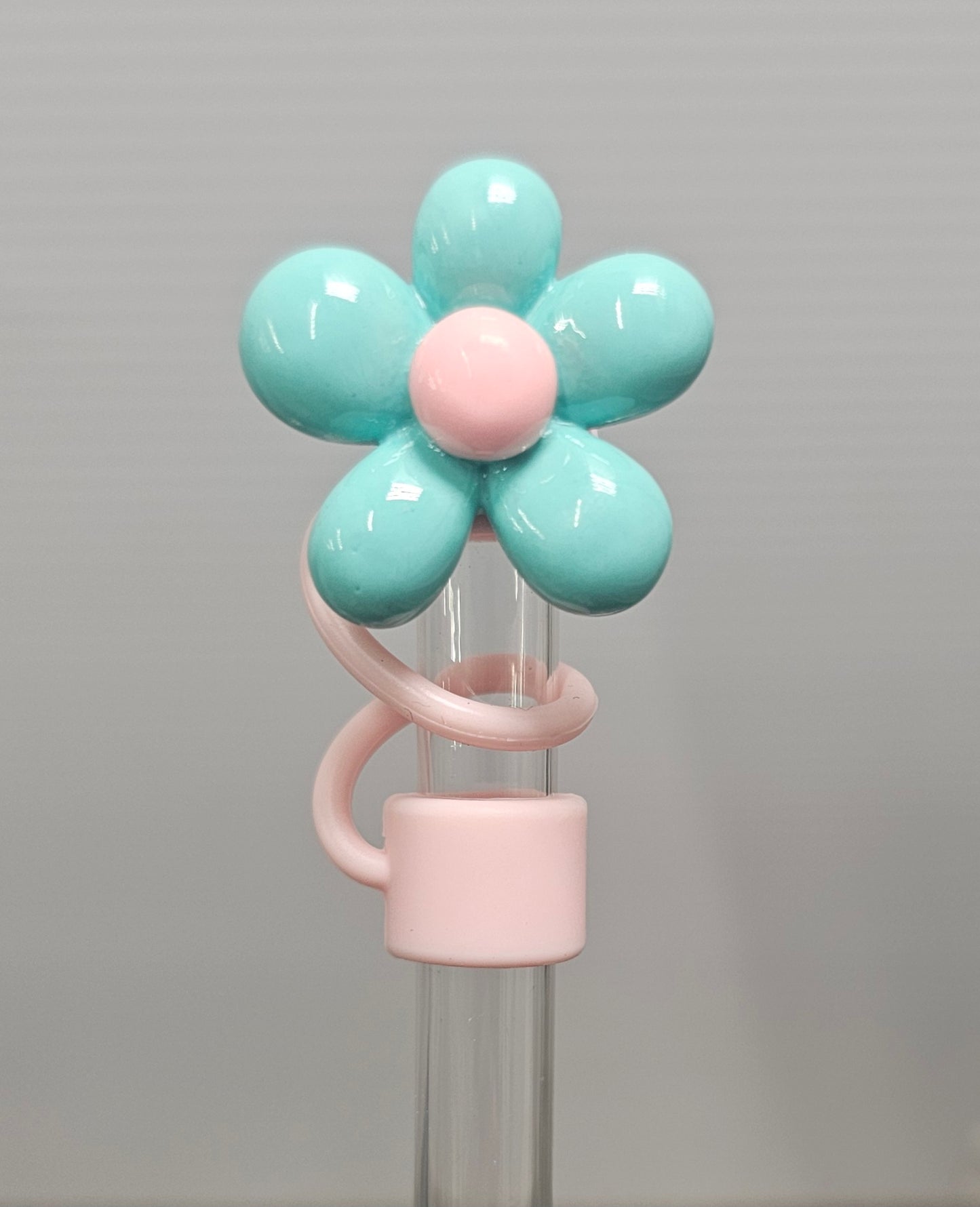 Daisy Flower Silicone Straw Topper  - Tiffany Pink