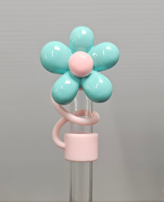 Daisy Flower Silicone Straw Topper  - Tiffany Pink