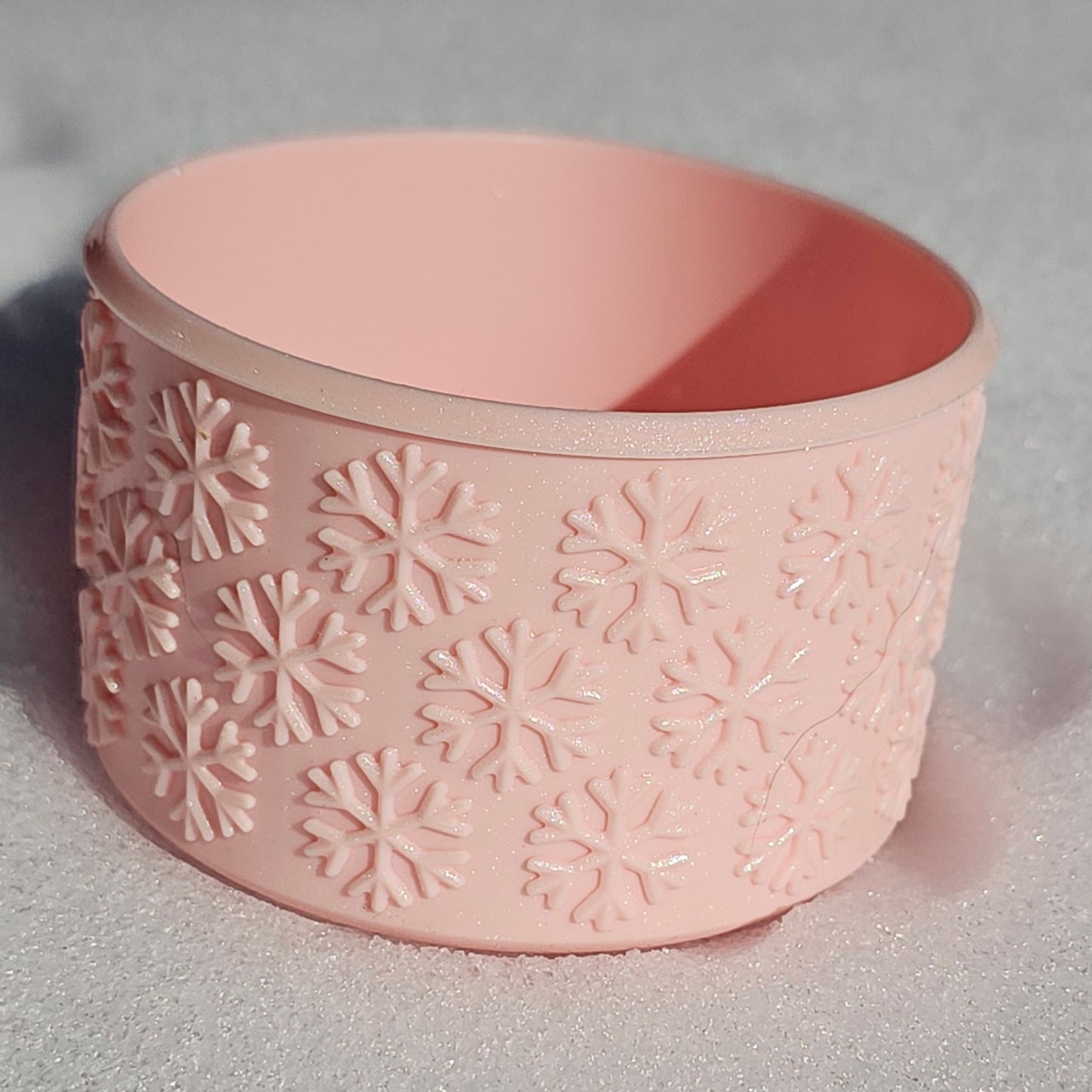 Pearl Pink Shimmer Snowflake Textured Tumbler Silicone Boot