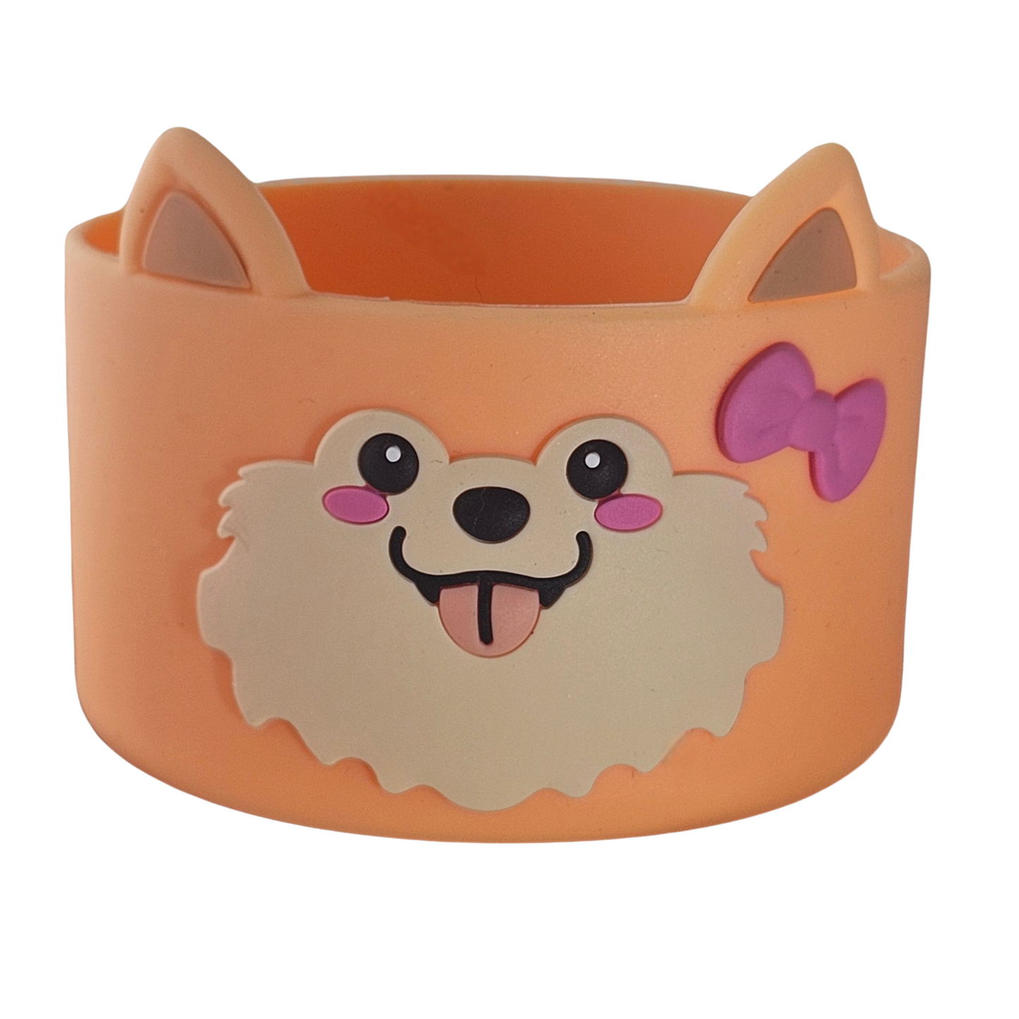 Tan Easter Pup textured silicone tumbler boot. 