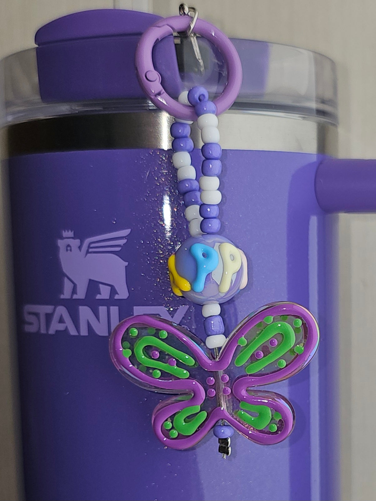 Purple Butterfly Tumbler Straw Charm