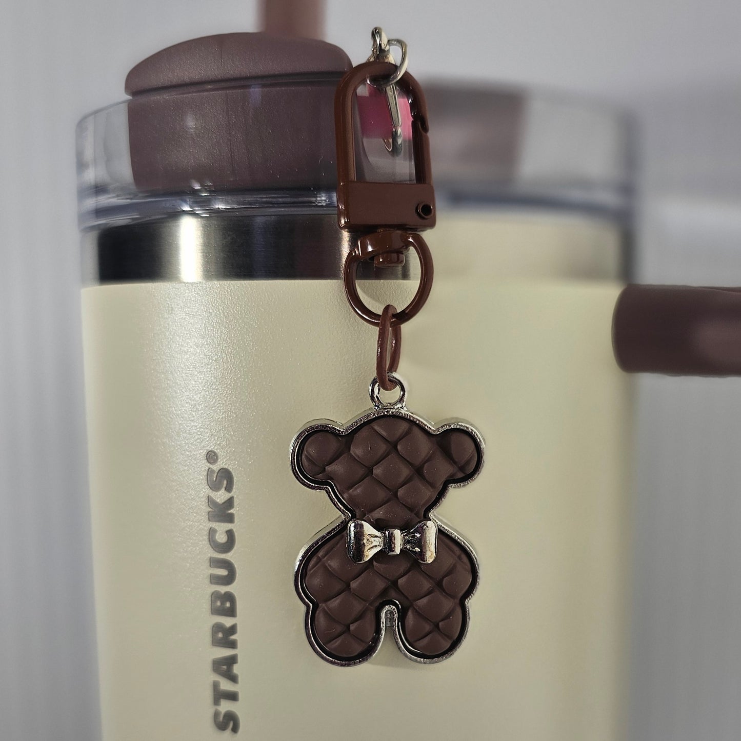 Fancy Teddy Bear Tumbler Straw Charm and Cup Handle Charm Set