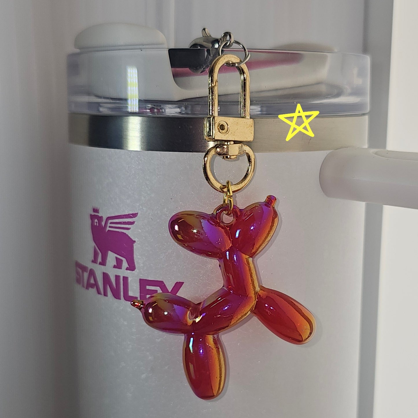 Rose Red Balloon Dog tumbler charm. Has flaws. 