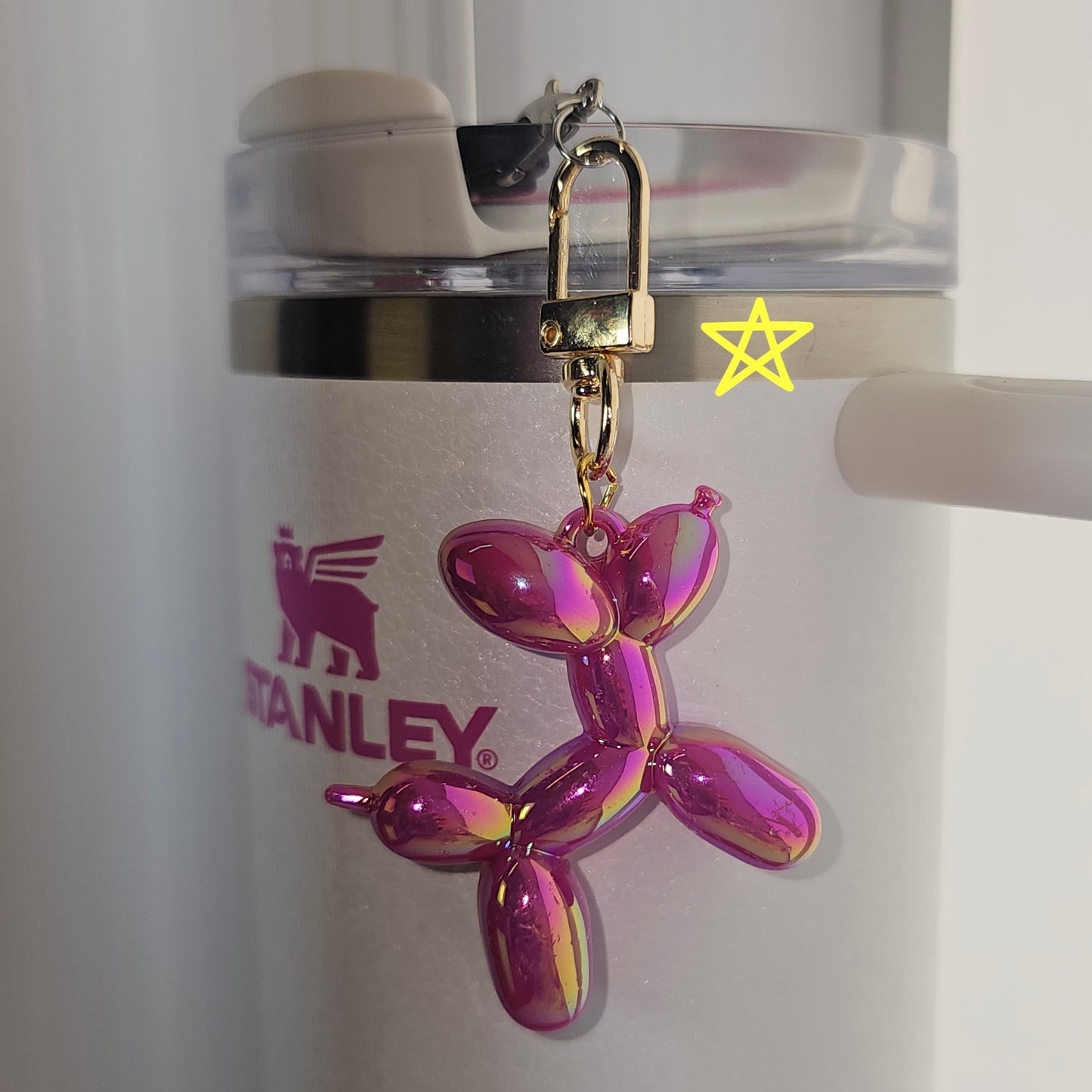 Berry Truffle Pink Balloon Dog tumbler charm. Has flaws. 