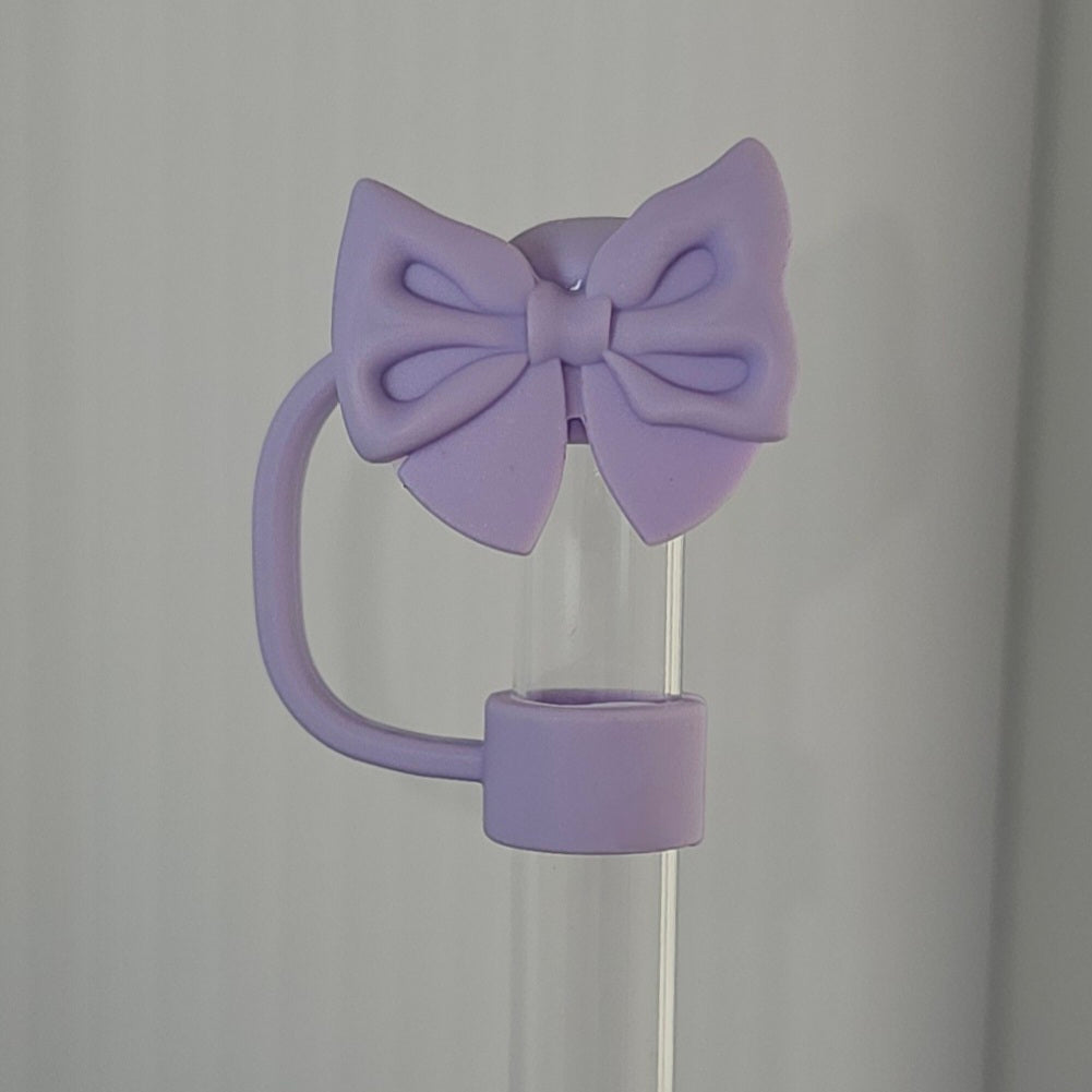 Purple Coquette Bow Straw Topper  - Straw Cover. Fits 10mm and Stanley Straws. 