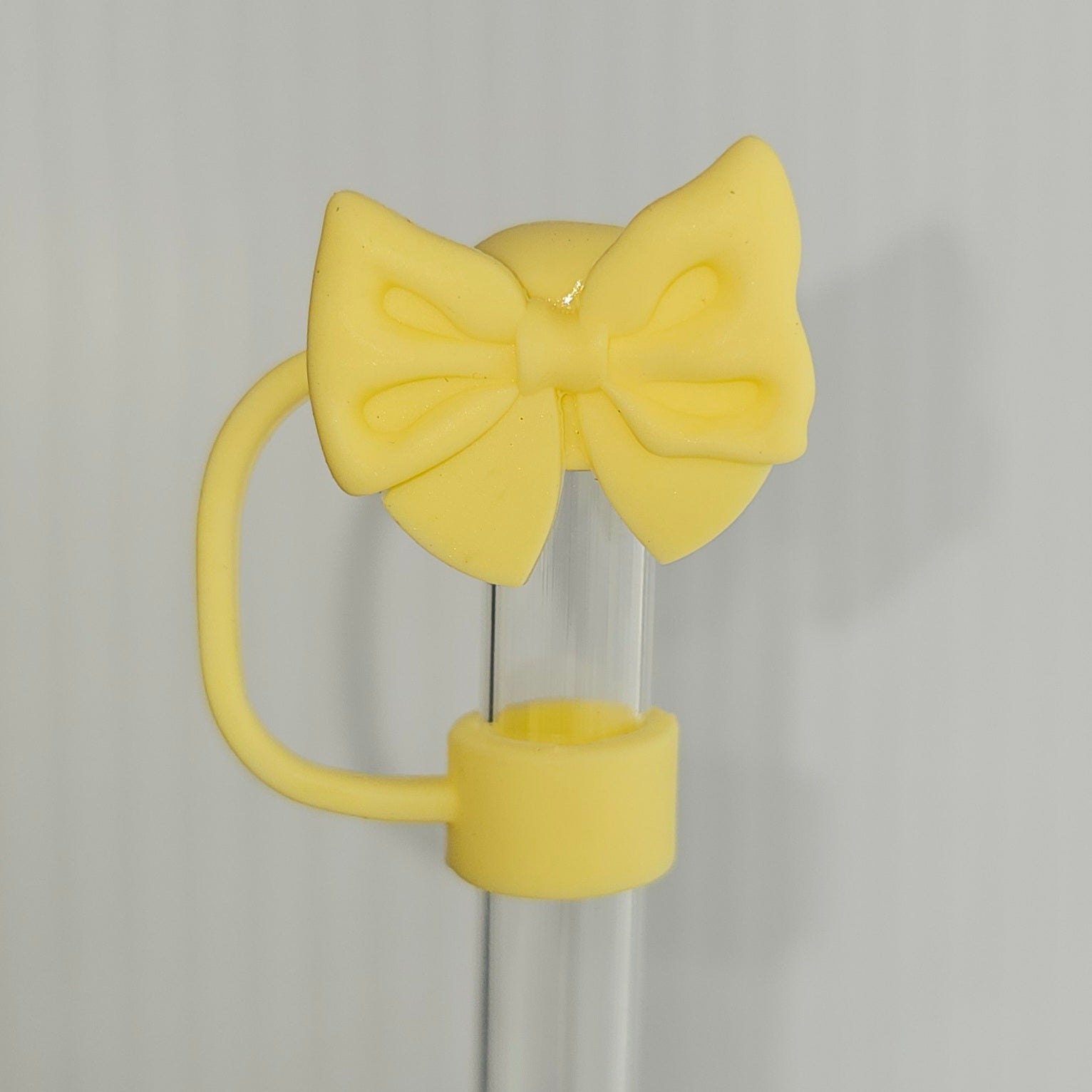 Yellow coquette Bow Silicone Straw Topper  - Straw Cover. 