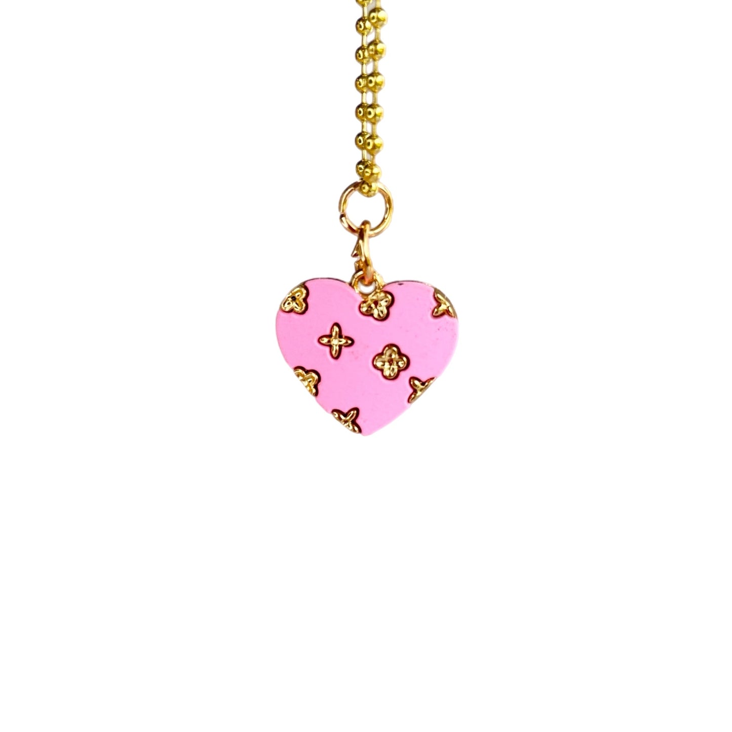 Pink & Gold Bougie Heart Charm - Tumbler Handle Charm