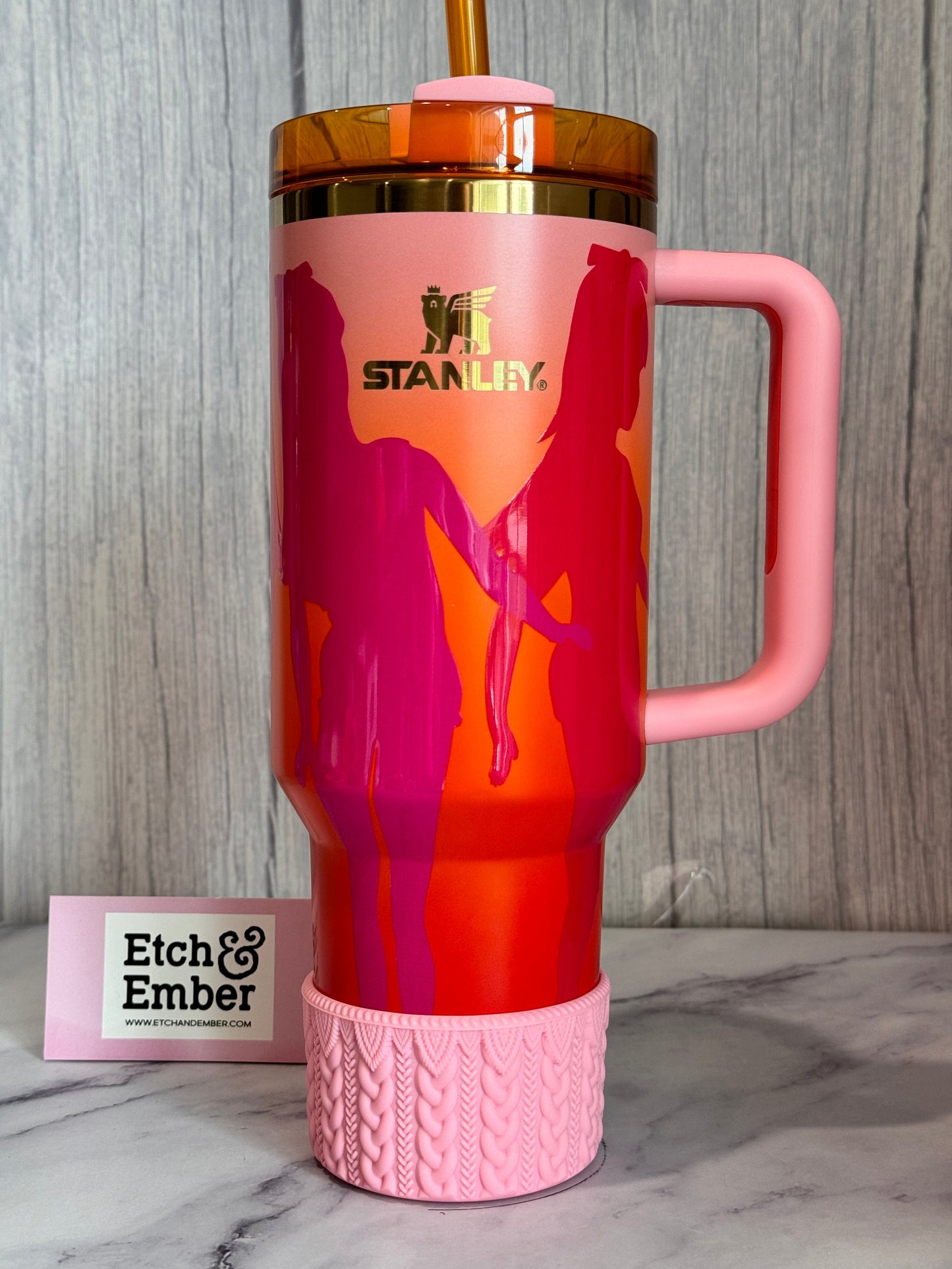 Twist N Turn Pink Macrame Silicone Tumbler Boot