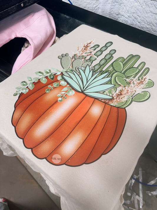 Halloween Fall Pumpkin Pot with Cactus Tee or Sweatshirt