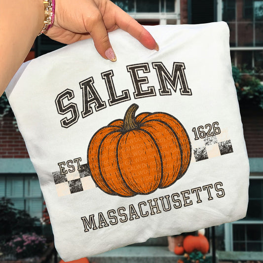 Halloween Salem Orange Pumpkin Tee or Sweatshirt 