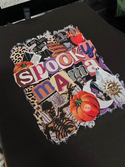 Halloween Spooky Mama Collage Tee tee or Sweatshirt 