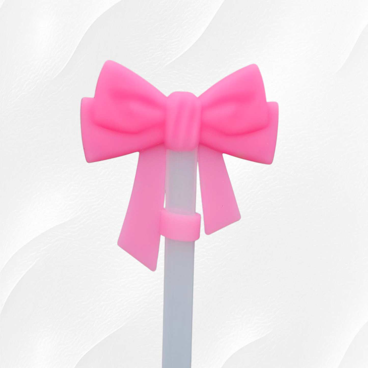 Barbie Pink Coquette Ribbon Bow Silicone Straw Topper 