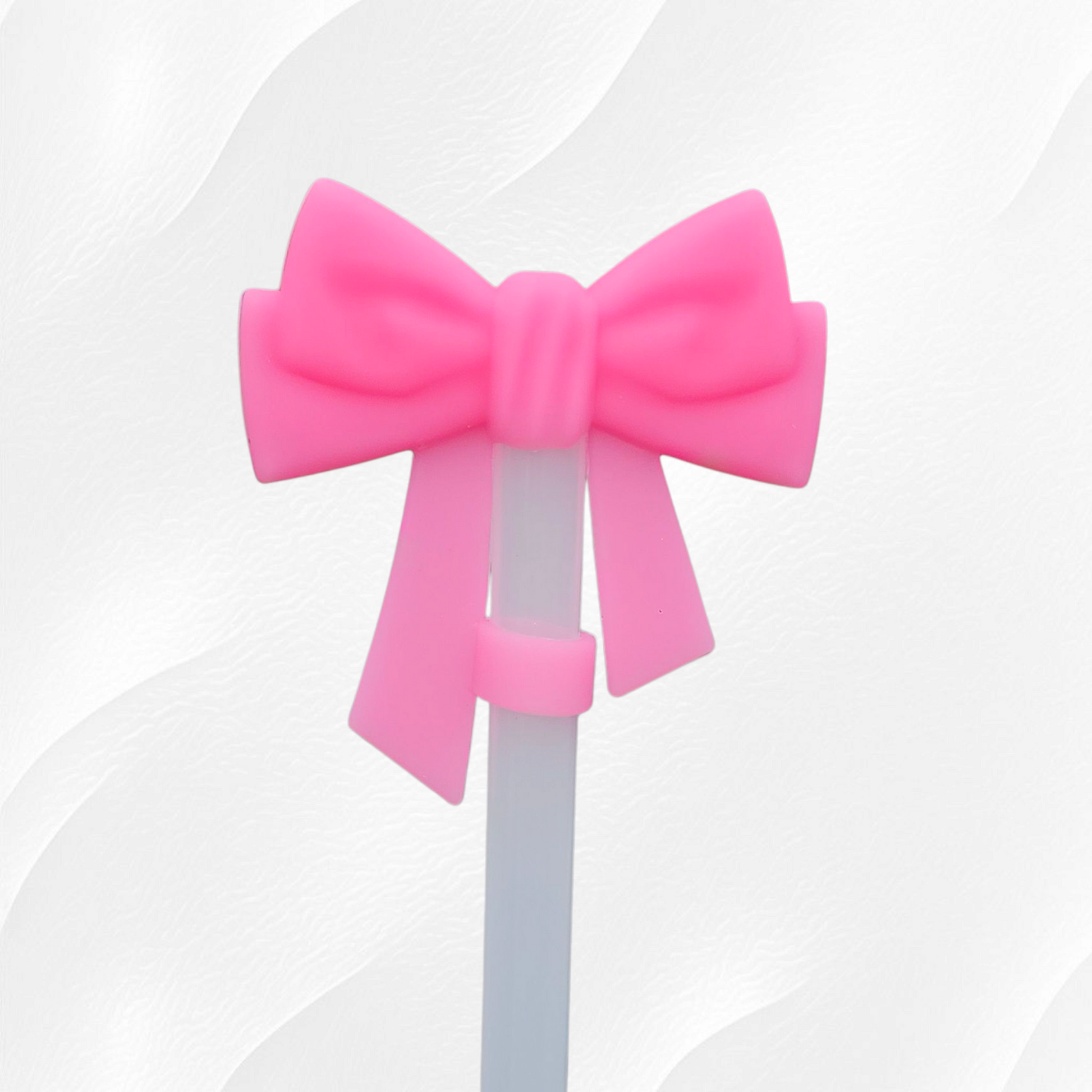 Barbie Pink Coquette Ribbon Bow Silicone Straw Topper 