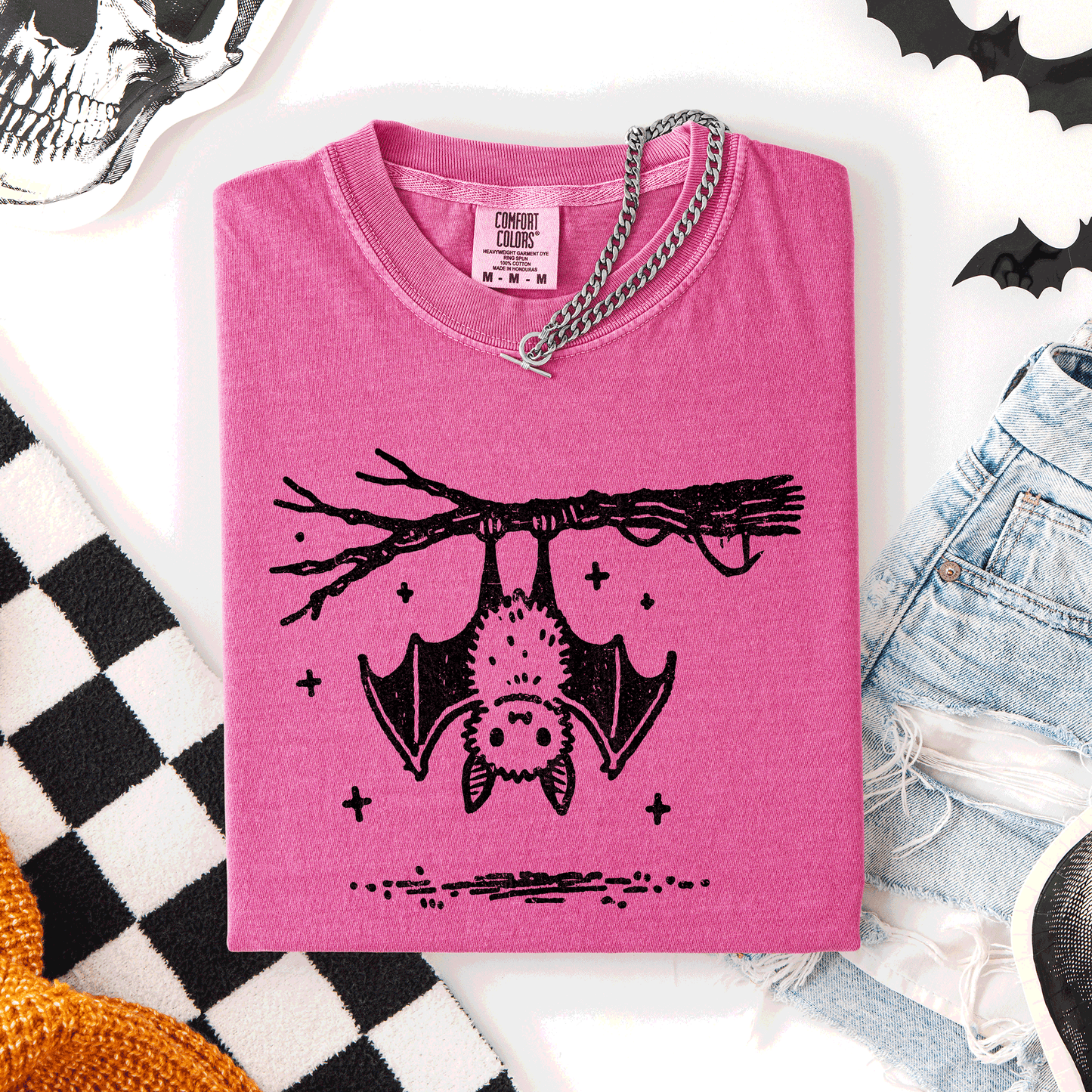 Bright Pink Bat, Cute, Adorable, Halloween, Comfort Colors T-Shirt