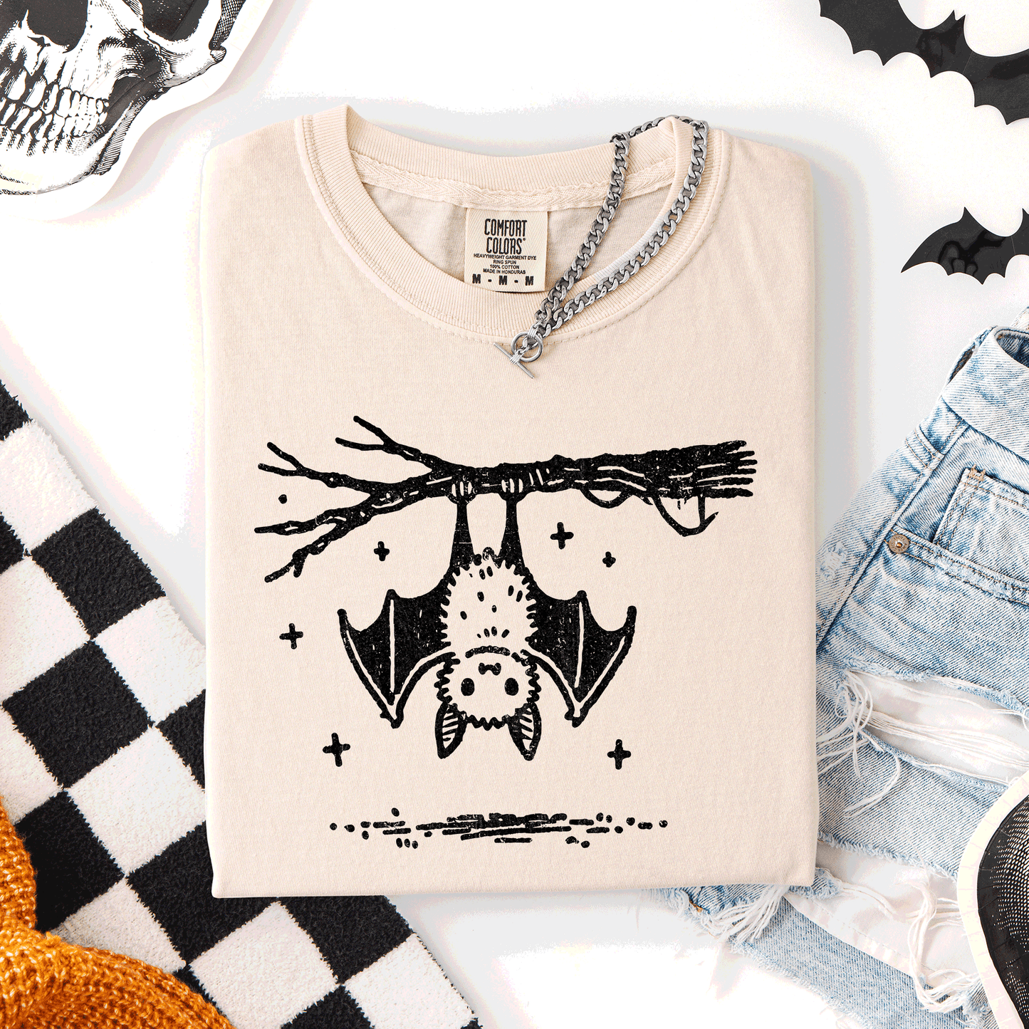 Cream Bat, Cute, Adorable, Halloween, Comfort Colors T-Shirt