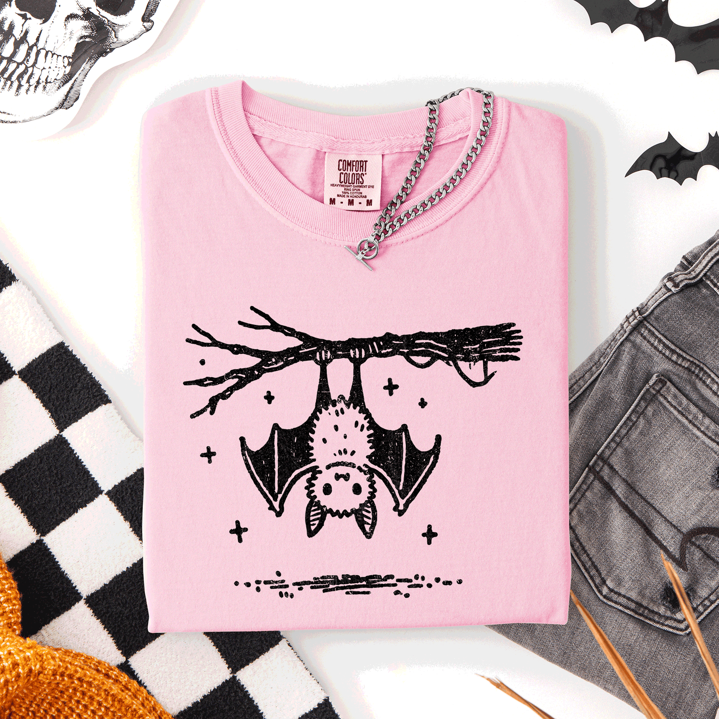 Light Pink Bat, Cute, Adorable, Halloween, Comfort Colors T-Shirt