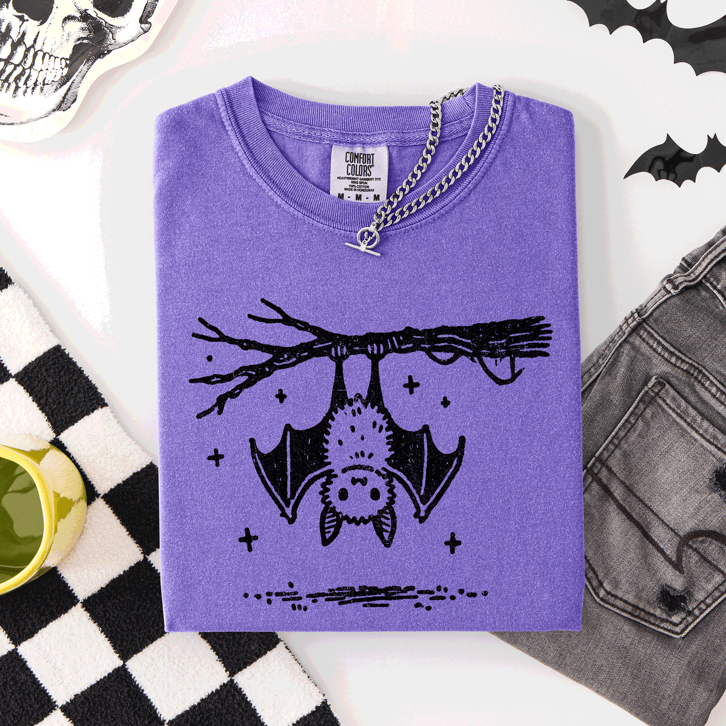 Purple Bat, Cute, Adorable, Halloween, Comfort Colors T-Shirt