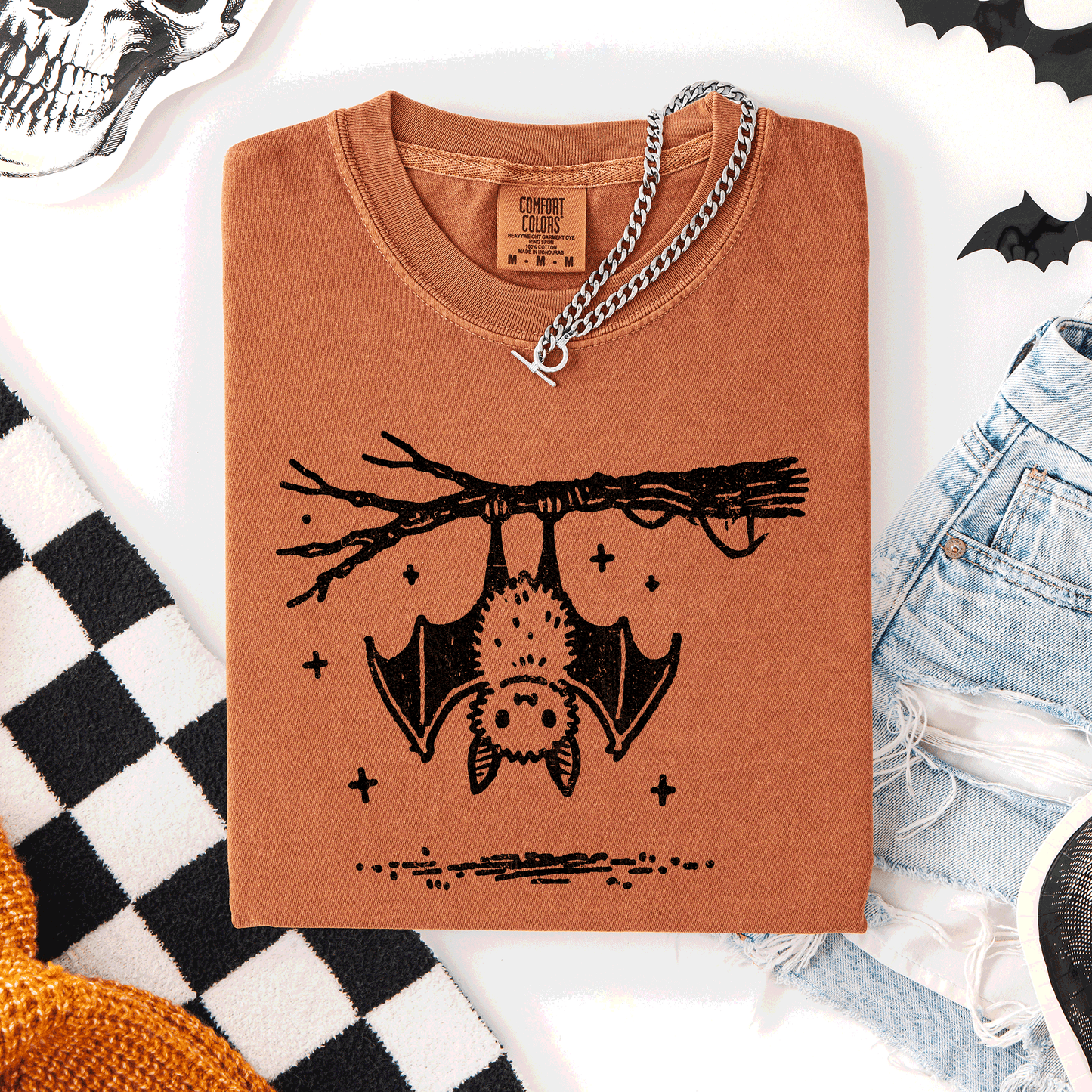 Orange Bat, Cute, Adorable, Halloween, Comfort Colors T-Shirt